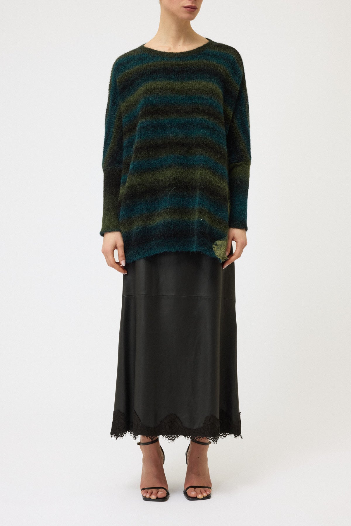 MAGLIA KIMONO CON SPACCO E PIZZO