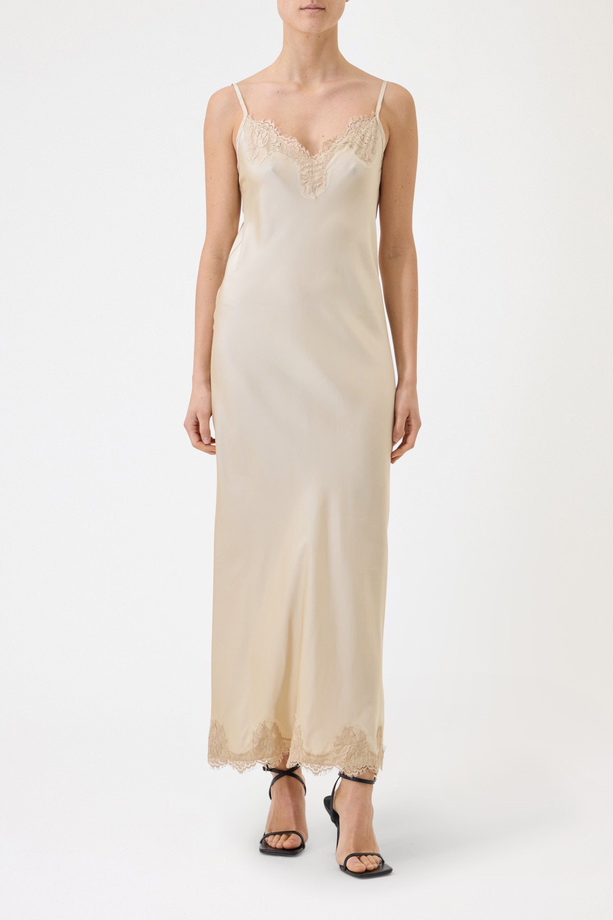 SLIP DRESS CLAUDIA IN VISCOSA CON PIZZO