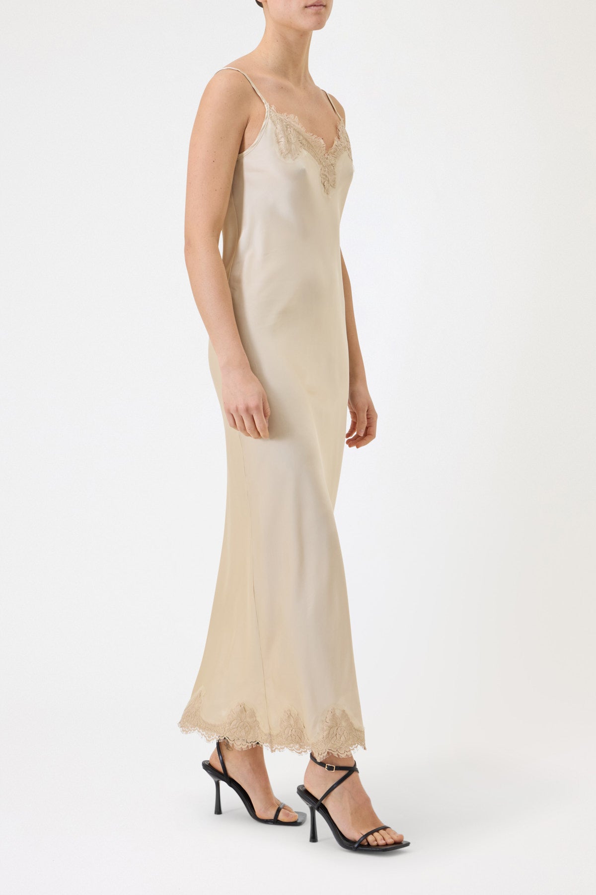 SLIP DRESS CLAUDIA IN VISCOSA CON PIZZO