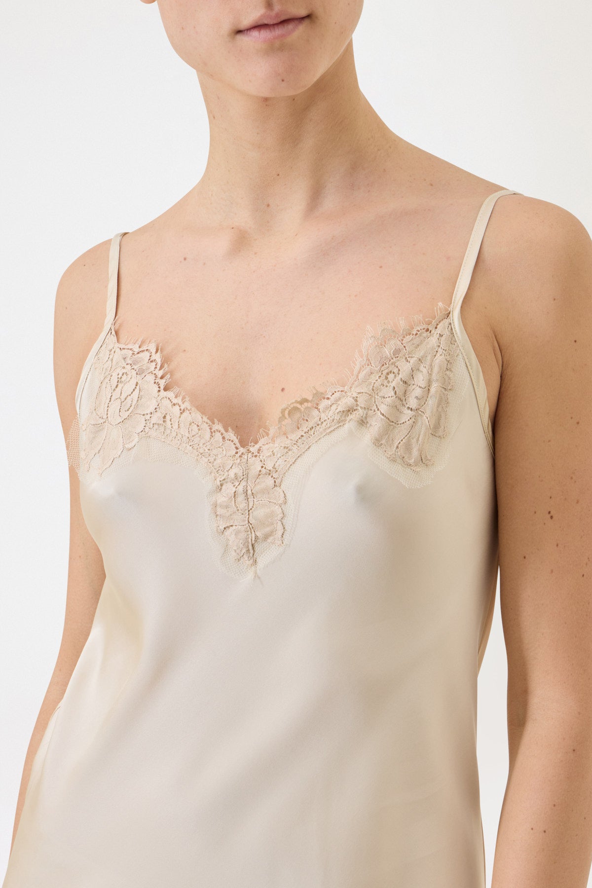 SLIP DRESS CLAUDIA IN VISCOSA CON PIZZO