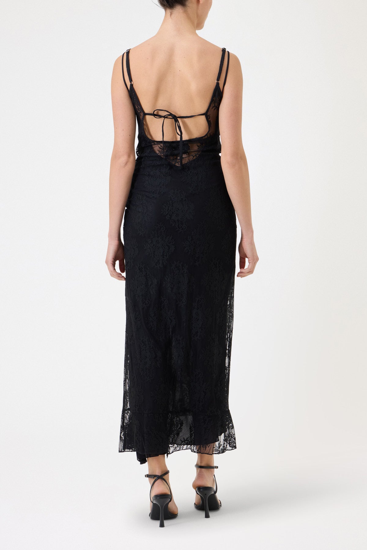 SLIP DRESS WITH LACE DRAPING