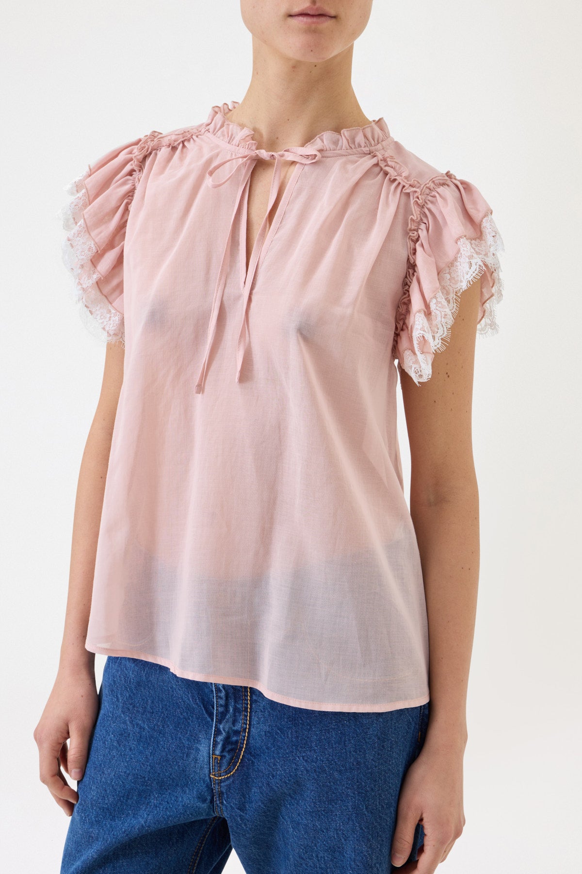 MUSLIN AND LACE TOP