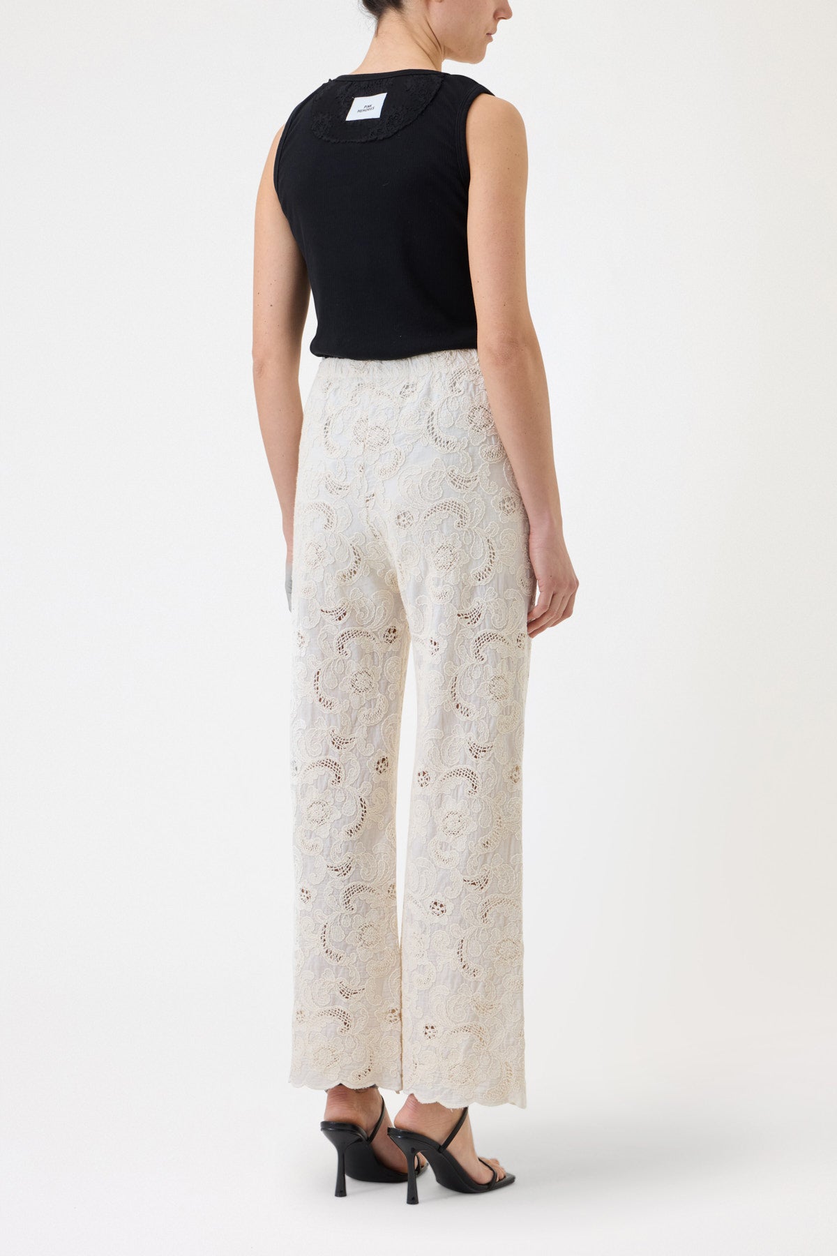 LONG EMBROIDERED MUSLIN TROUSERS