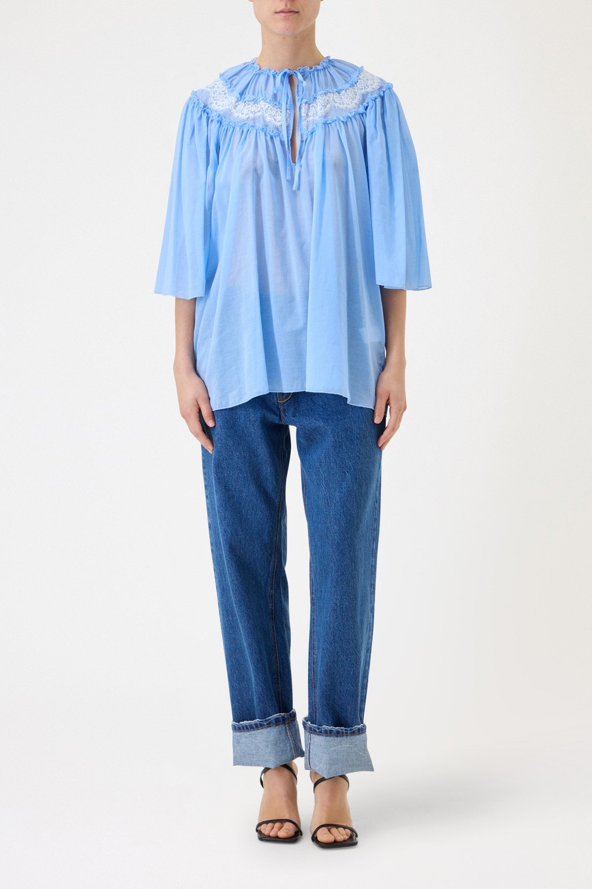 MUSLIN SHIRT WITH LACE