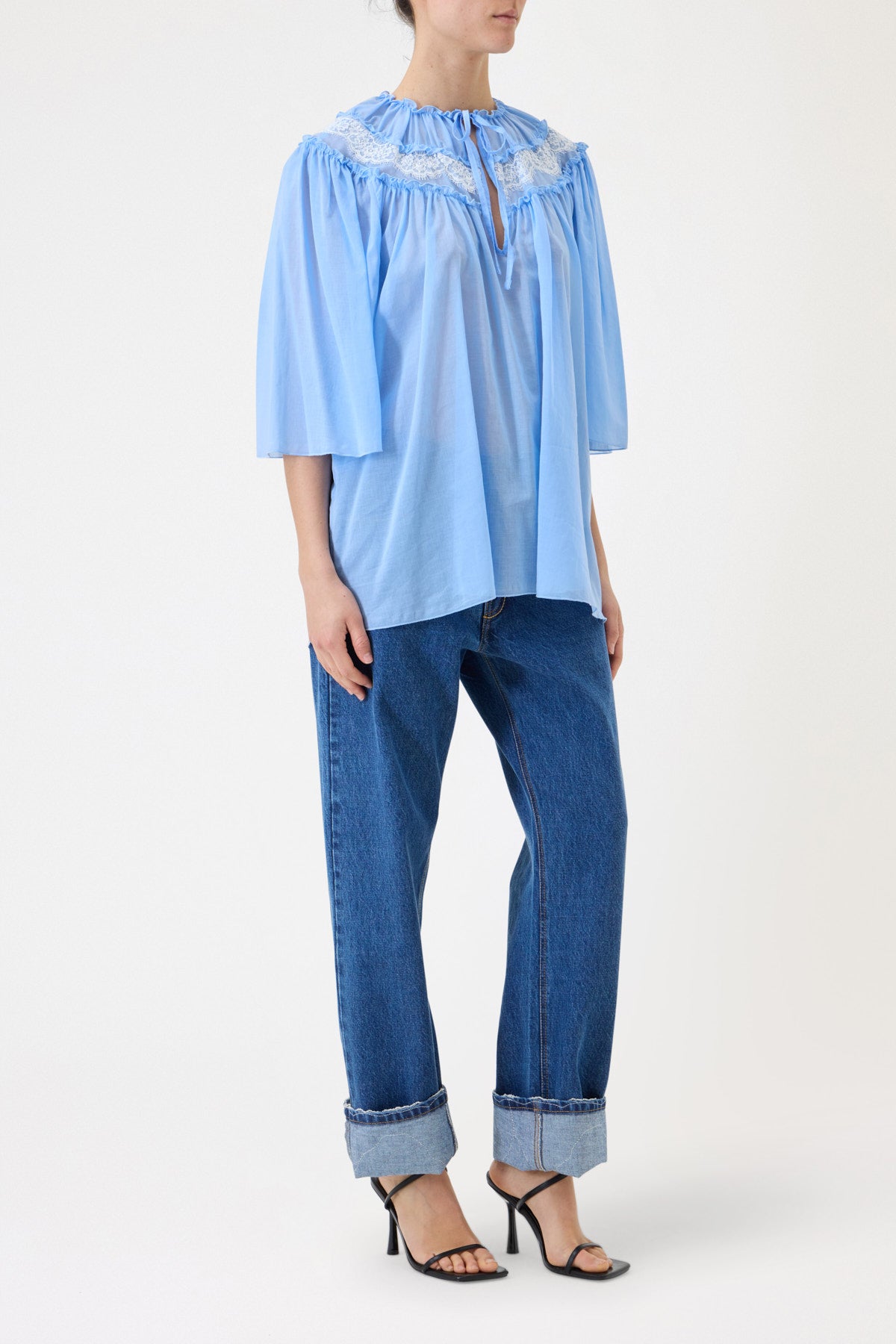 MUSLIN SHIRT WITH LACE
