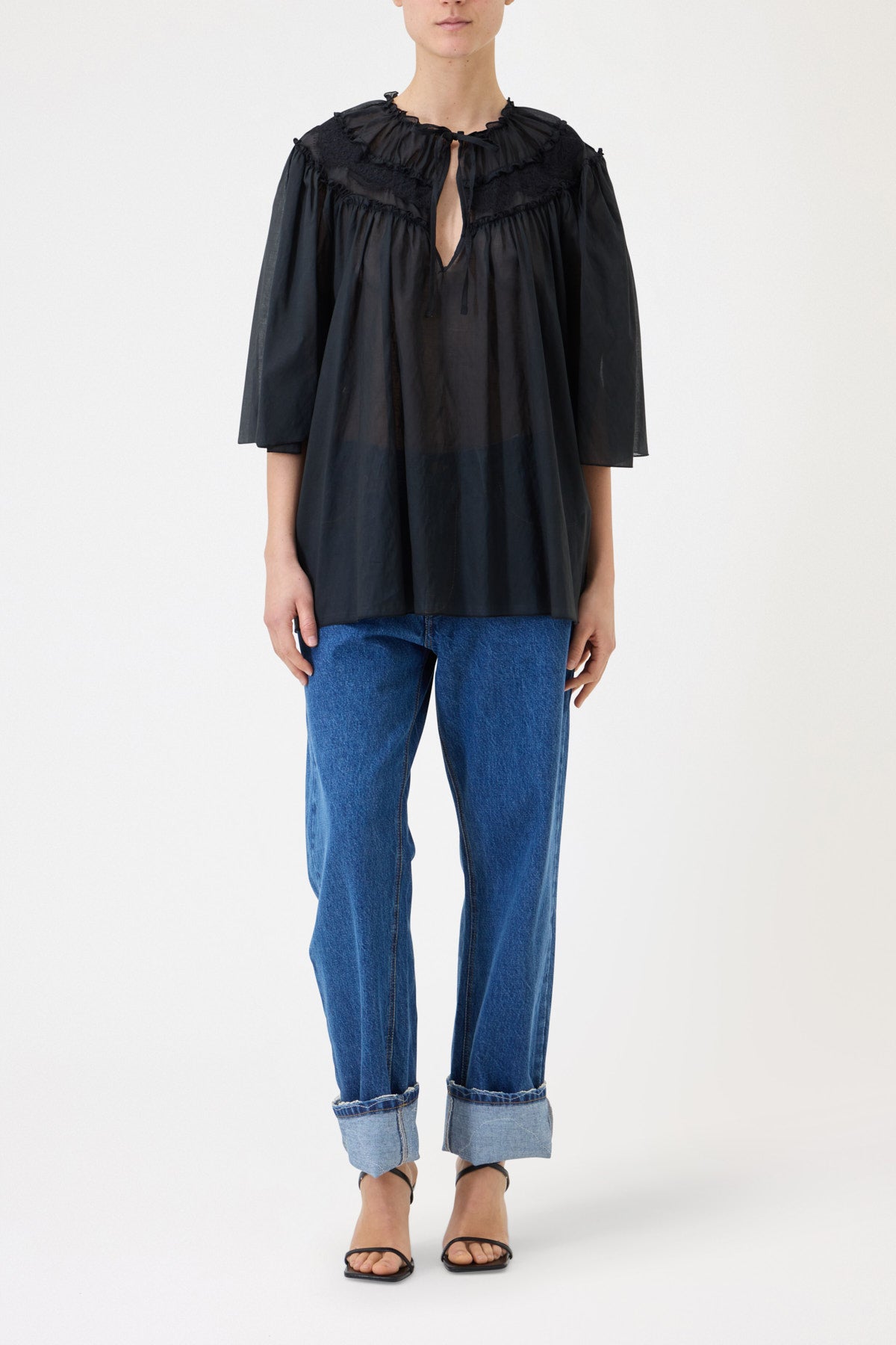 MUSLIN SHIRT WITH LACE