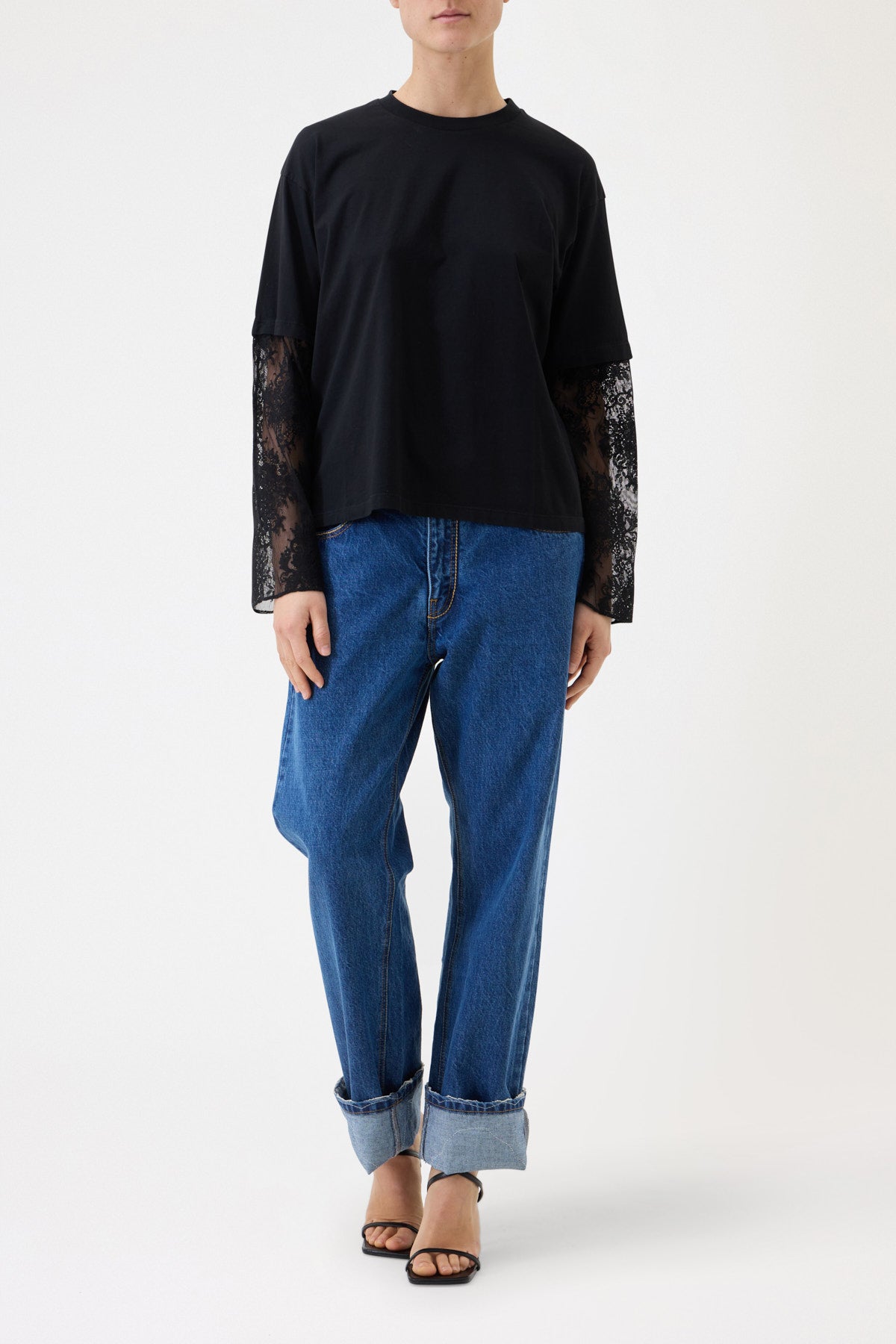 OVERSIZED T-SHIRT WITH LONG SLEEVES IN LACE