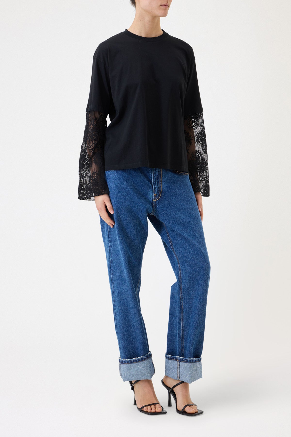 OVERSIZED T-SHIRT WITH LONG SLEEVES IN LACE