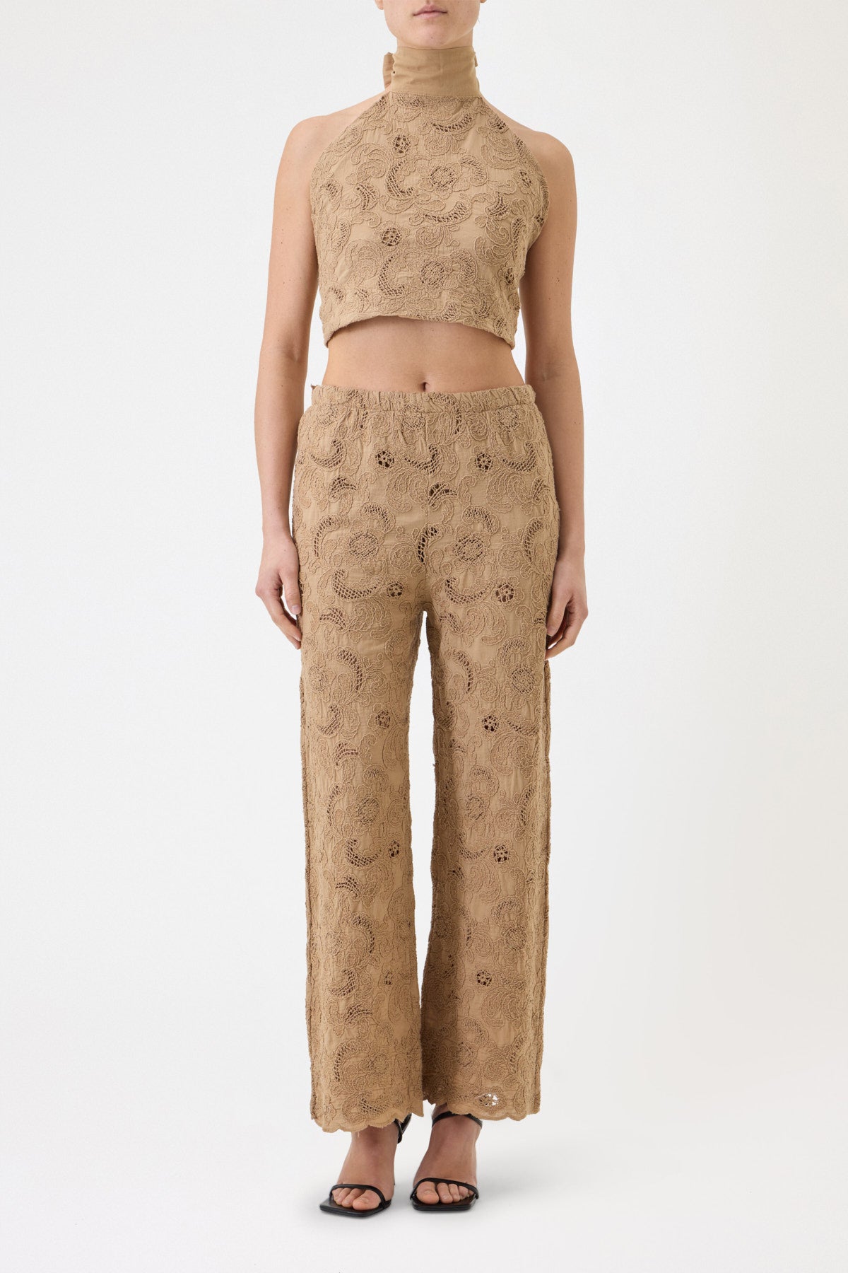 LONG EMBROIDERED MUSLIN TROUSERS