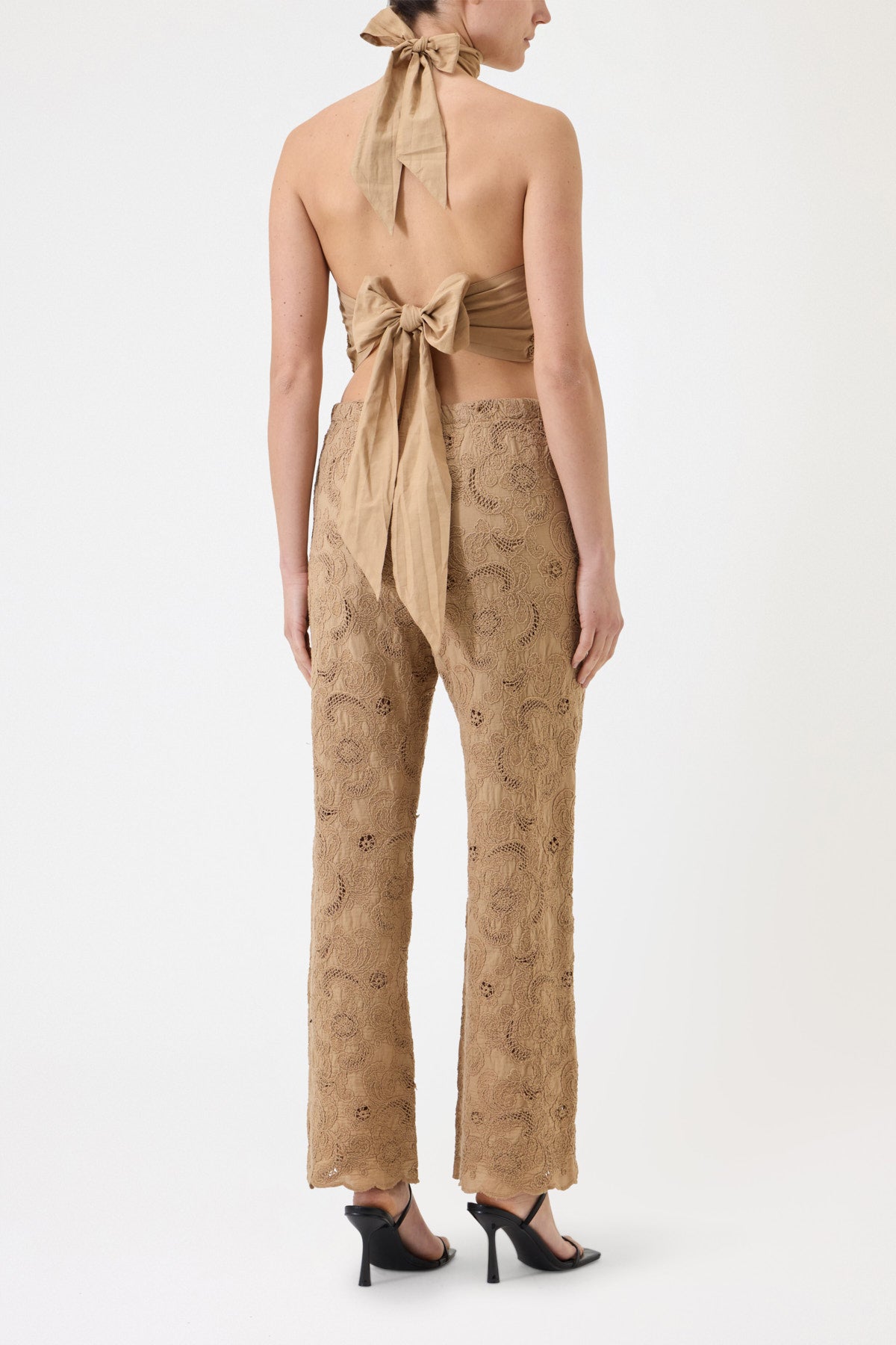 LONG EMBROIDERED MUSLIN TROUSERS