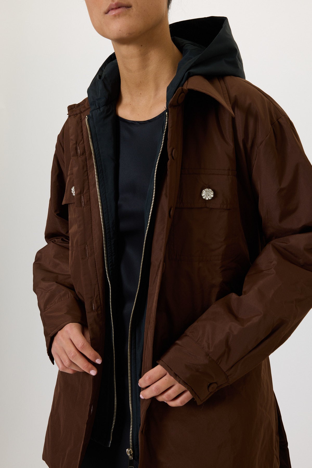 100 GRAM DOUBLE OVERSIZED JACKET WITH HOOD AND BELT