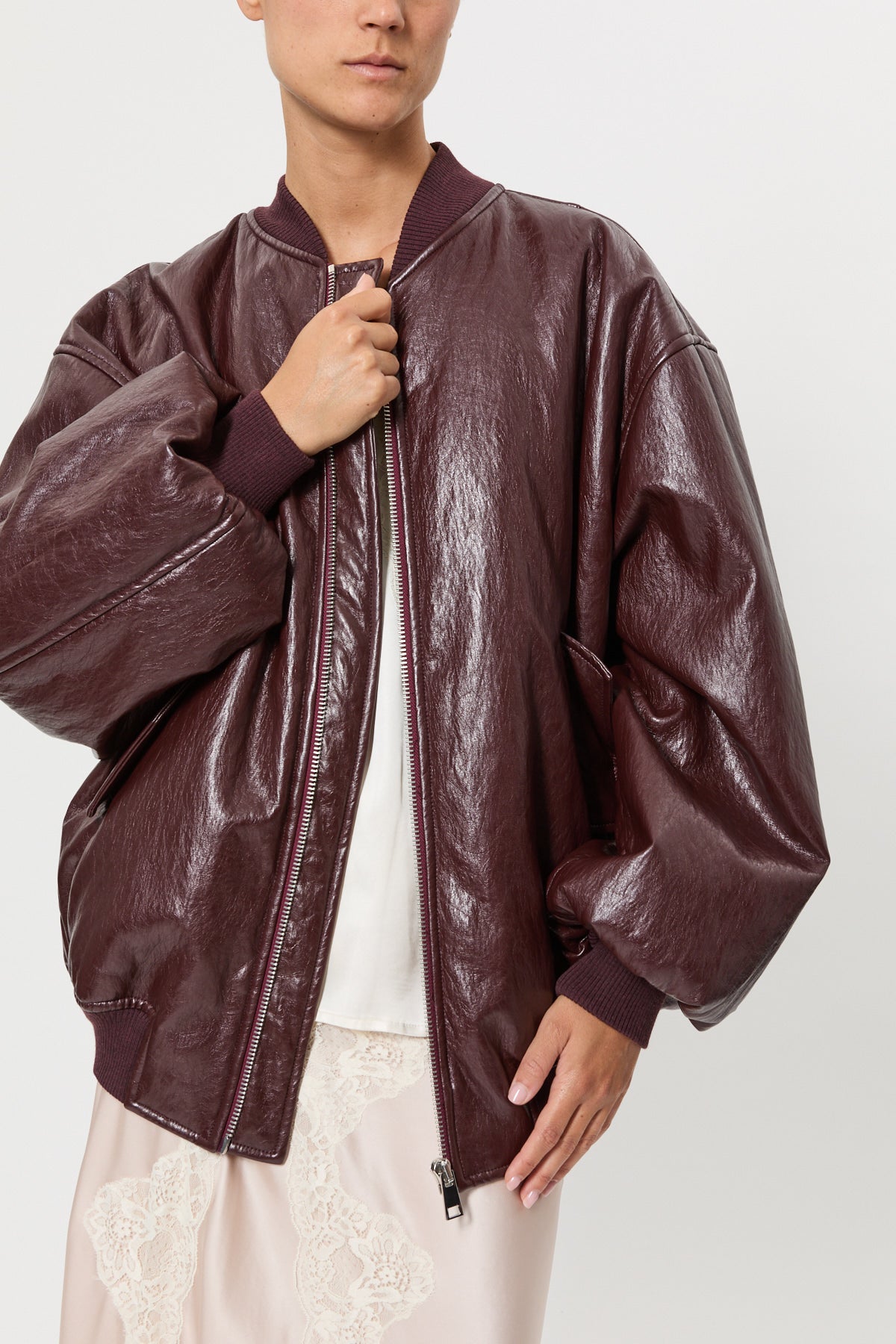 BOMBER OVERSIZE IN ECO-PELLE