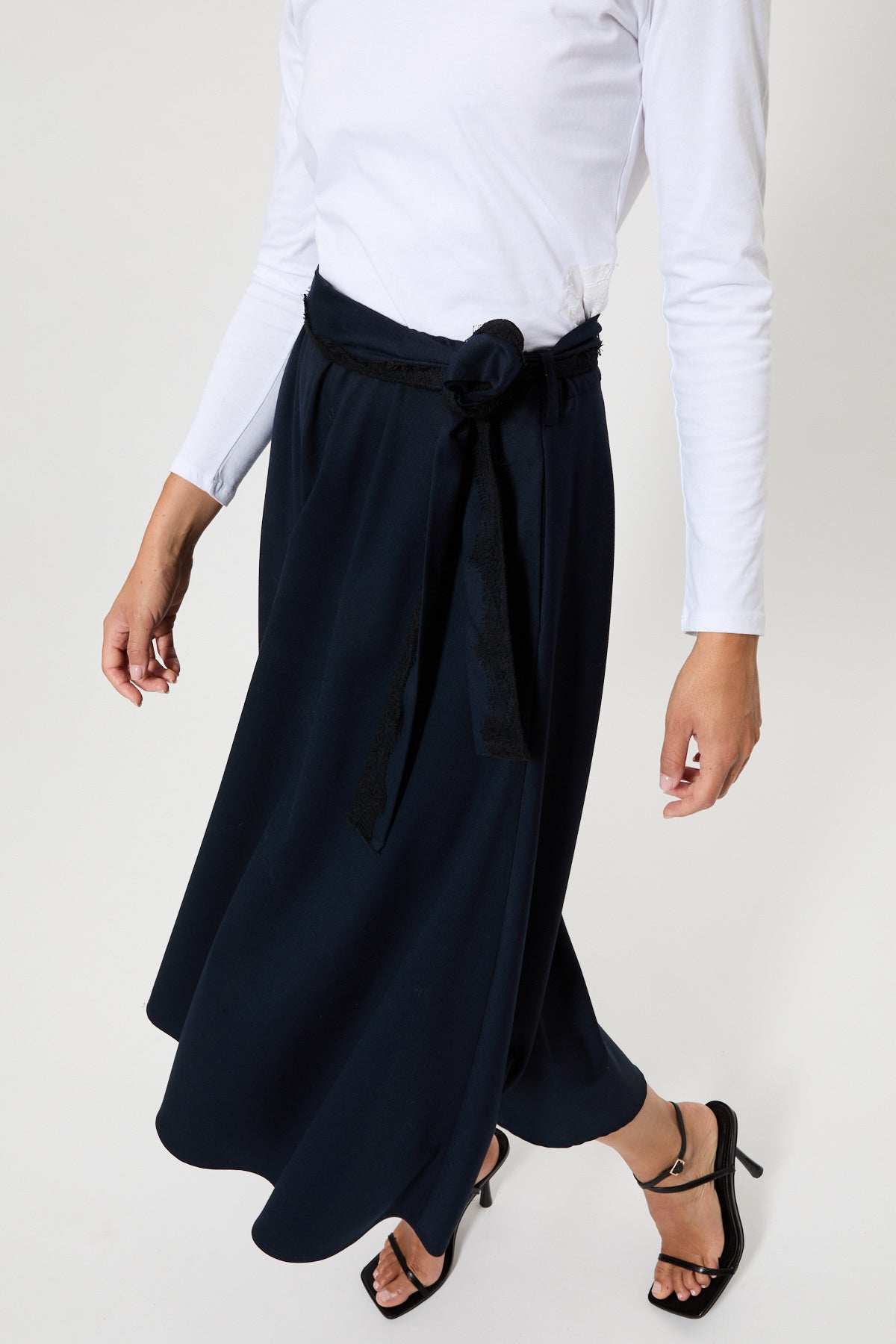 WOOL CLOTH MIDI WHEEL SKIRT