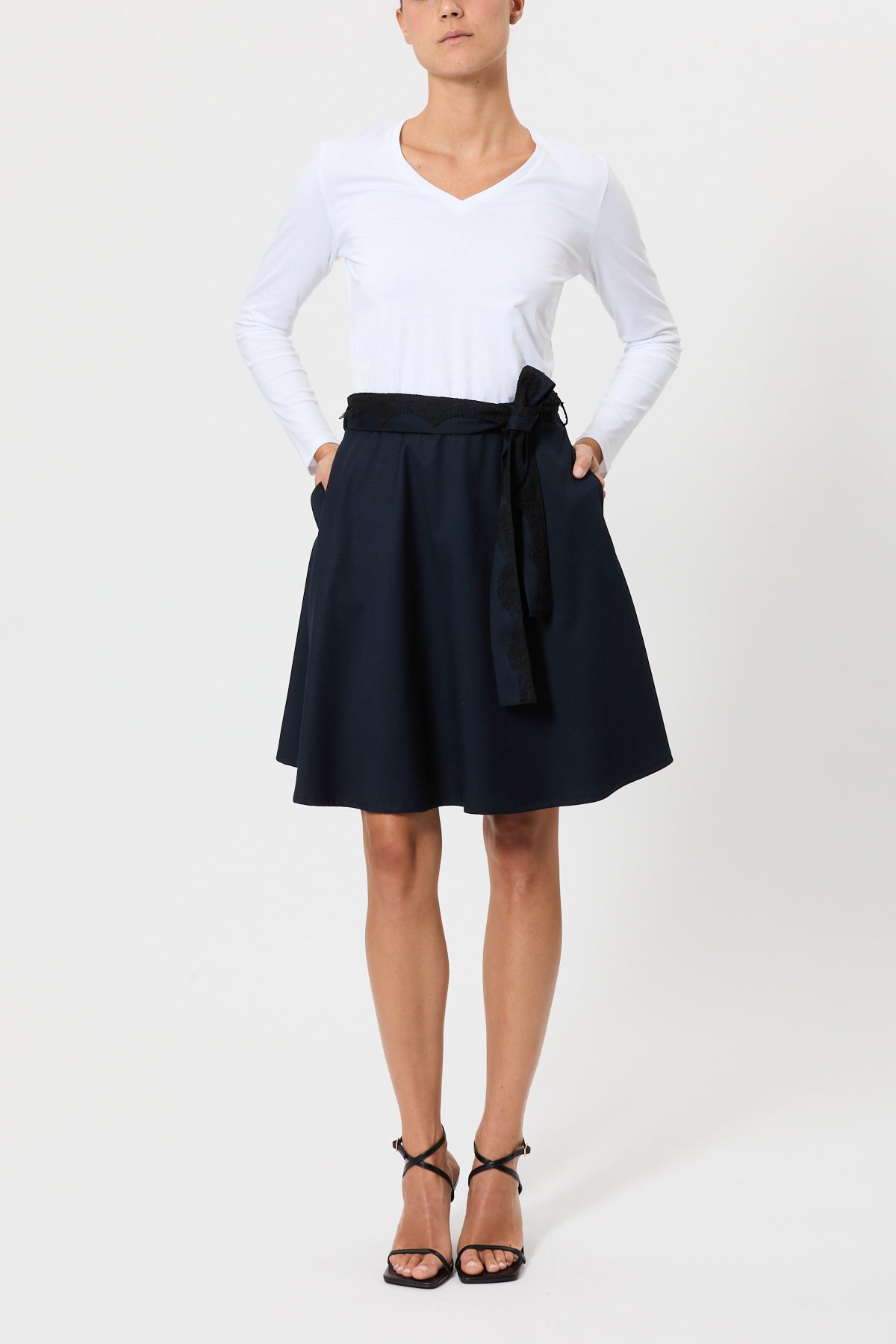 SHORT FLOOR SKIRT IN WOOL CLOTH