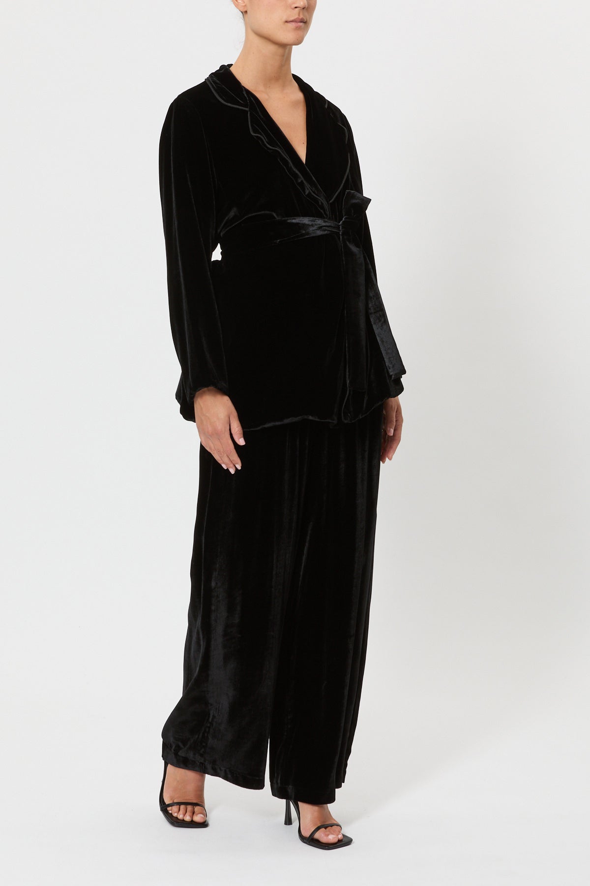 GIACCA KIMONO IN VELLUTO CON CINTURA