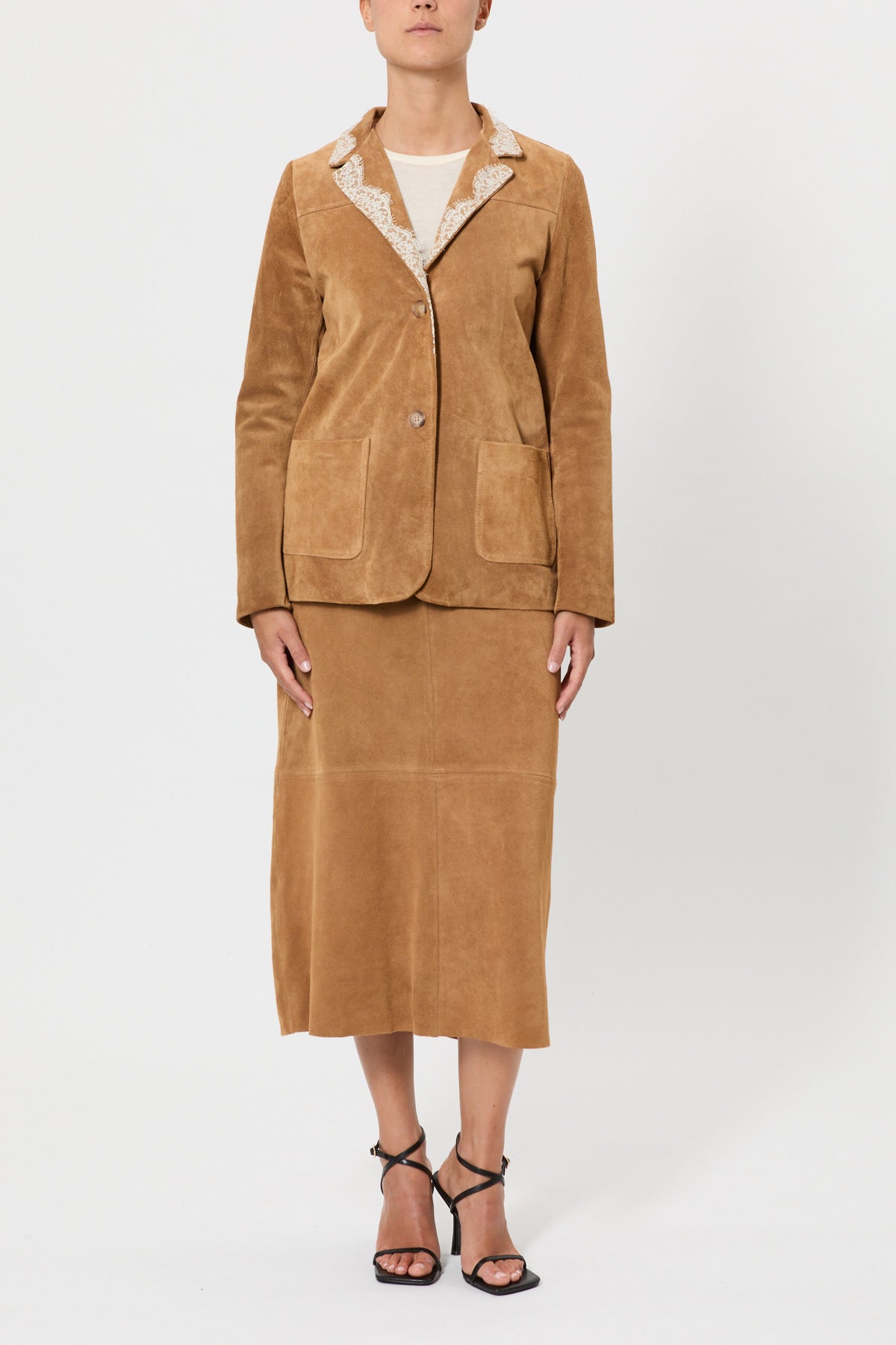 SUEDE JACKET WITH LACE