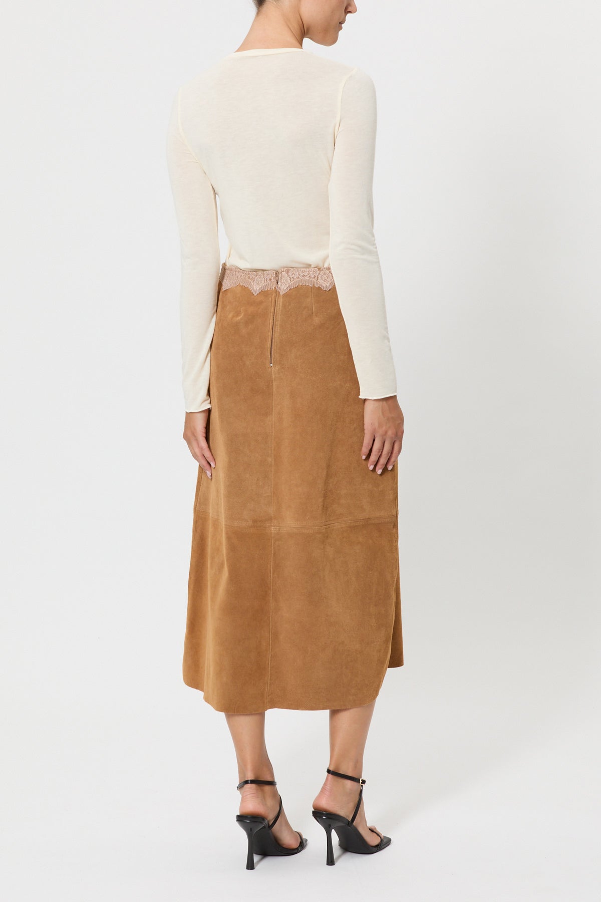 SUEDE SKIRT WITH LACE