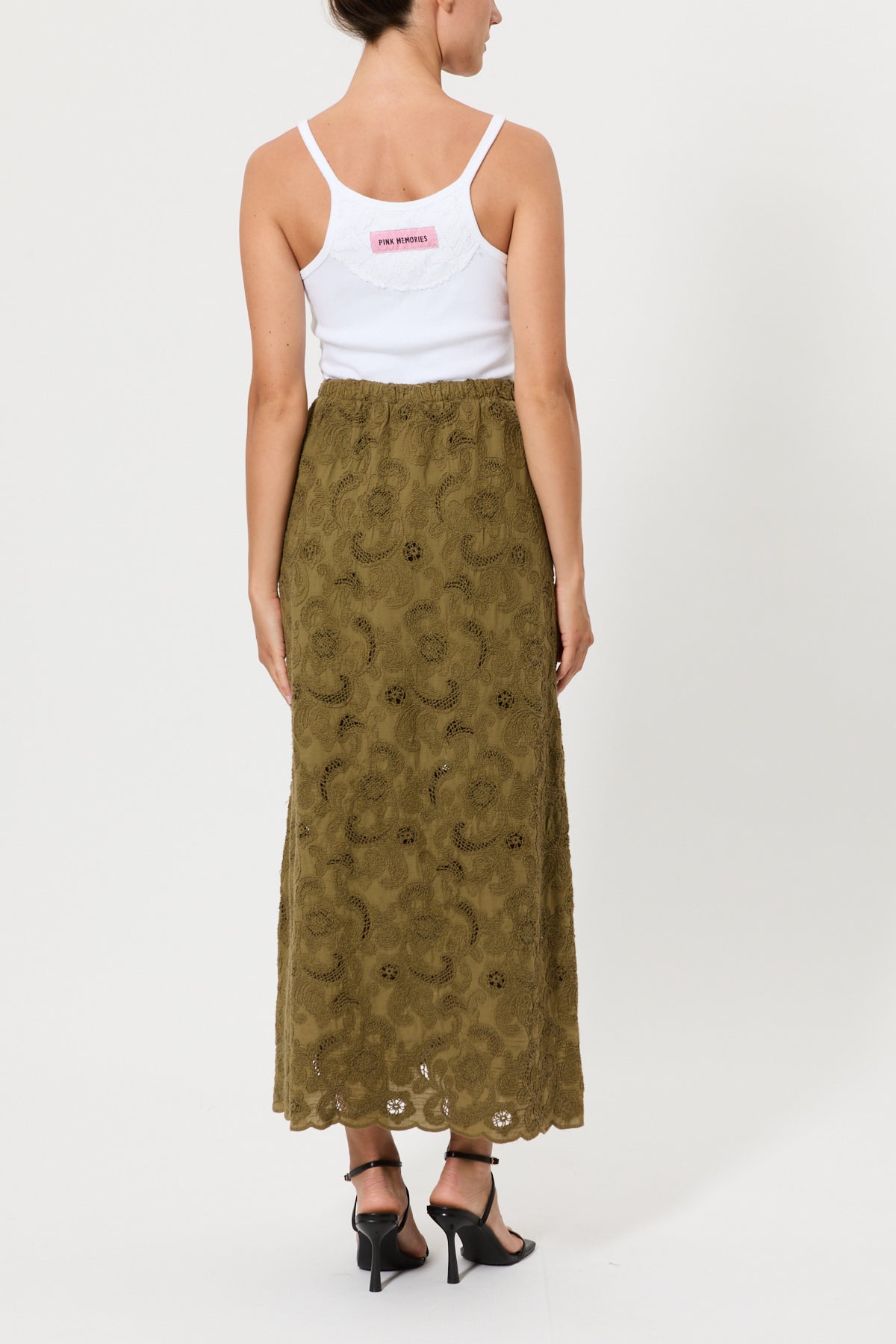 LONG EMBROIDERED MUSLIN SKIRT