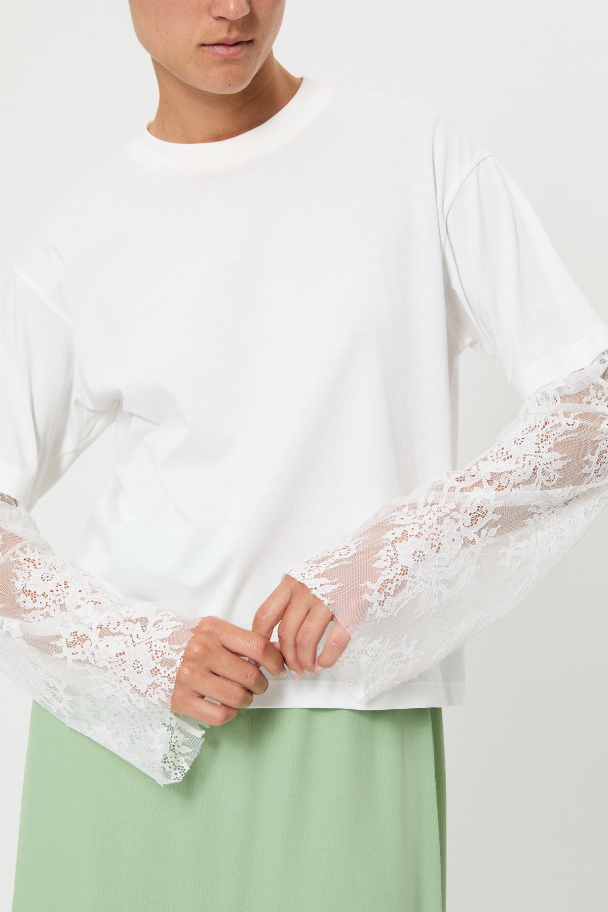 OVERSIZED T-SHIRT WITH LONG SLEEVES IN LACE