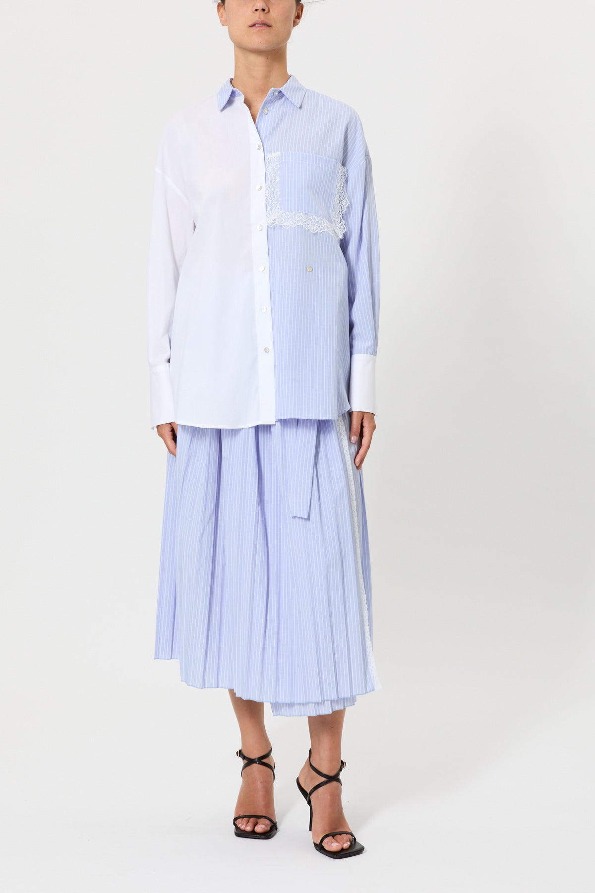 CAMICIA CON PLISSET E PIZZO