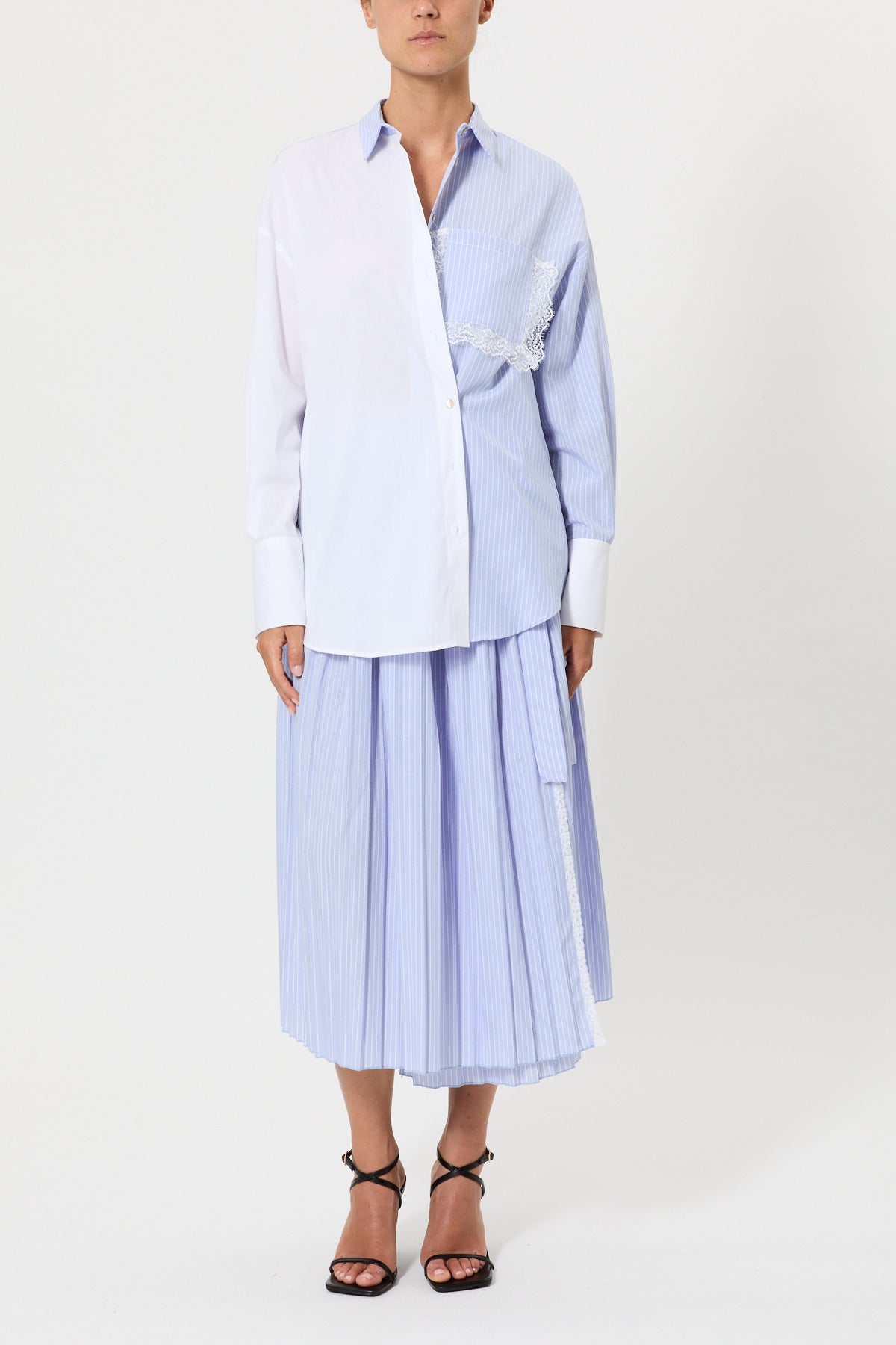 CAMICIA CON PLISSET E PIZZO