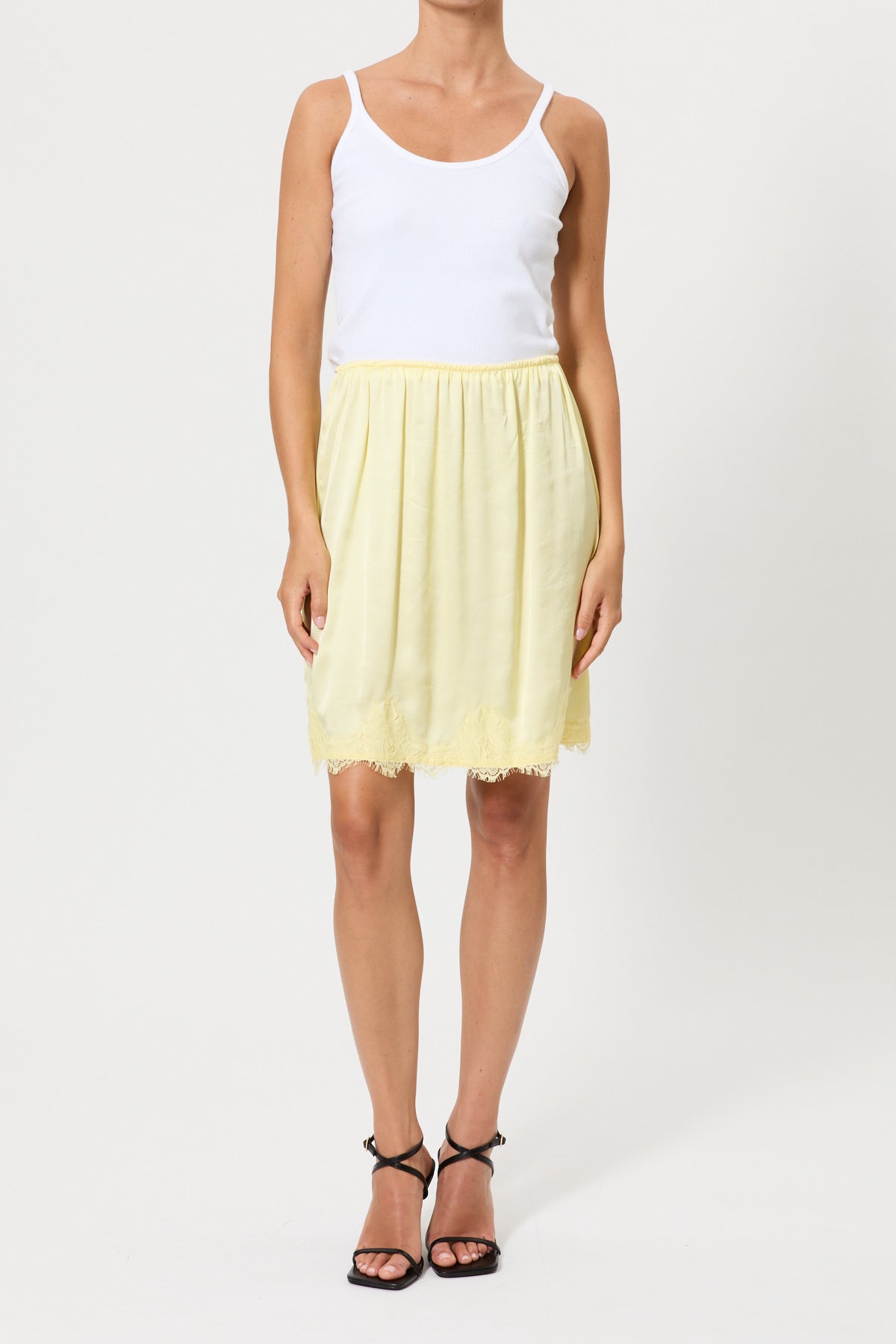 SATIN MINI SKIRT WITH LACE