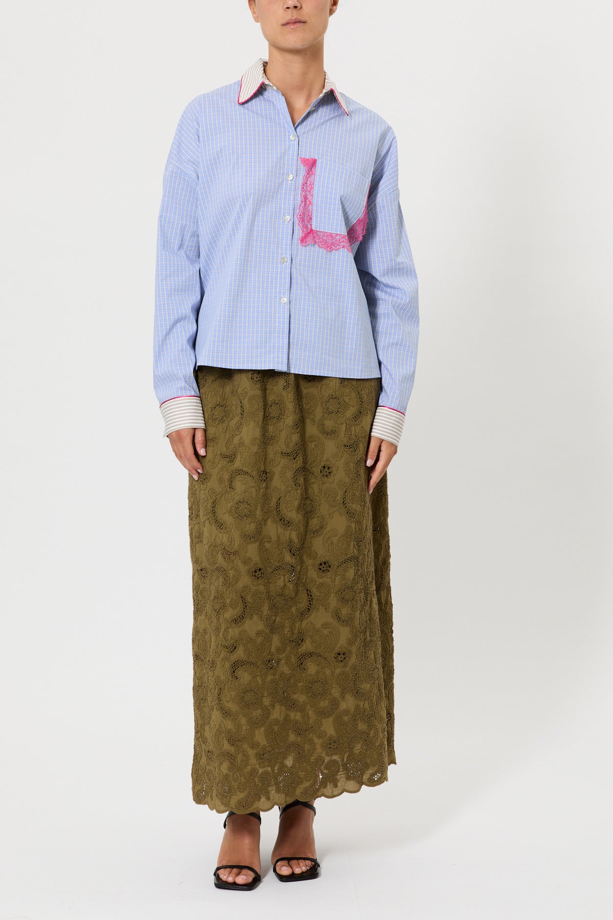 CAMICIA A QUADRETTI CON PIZZO