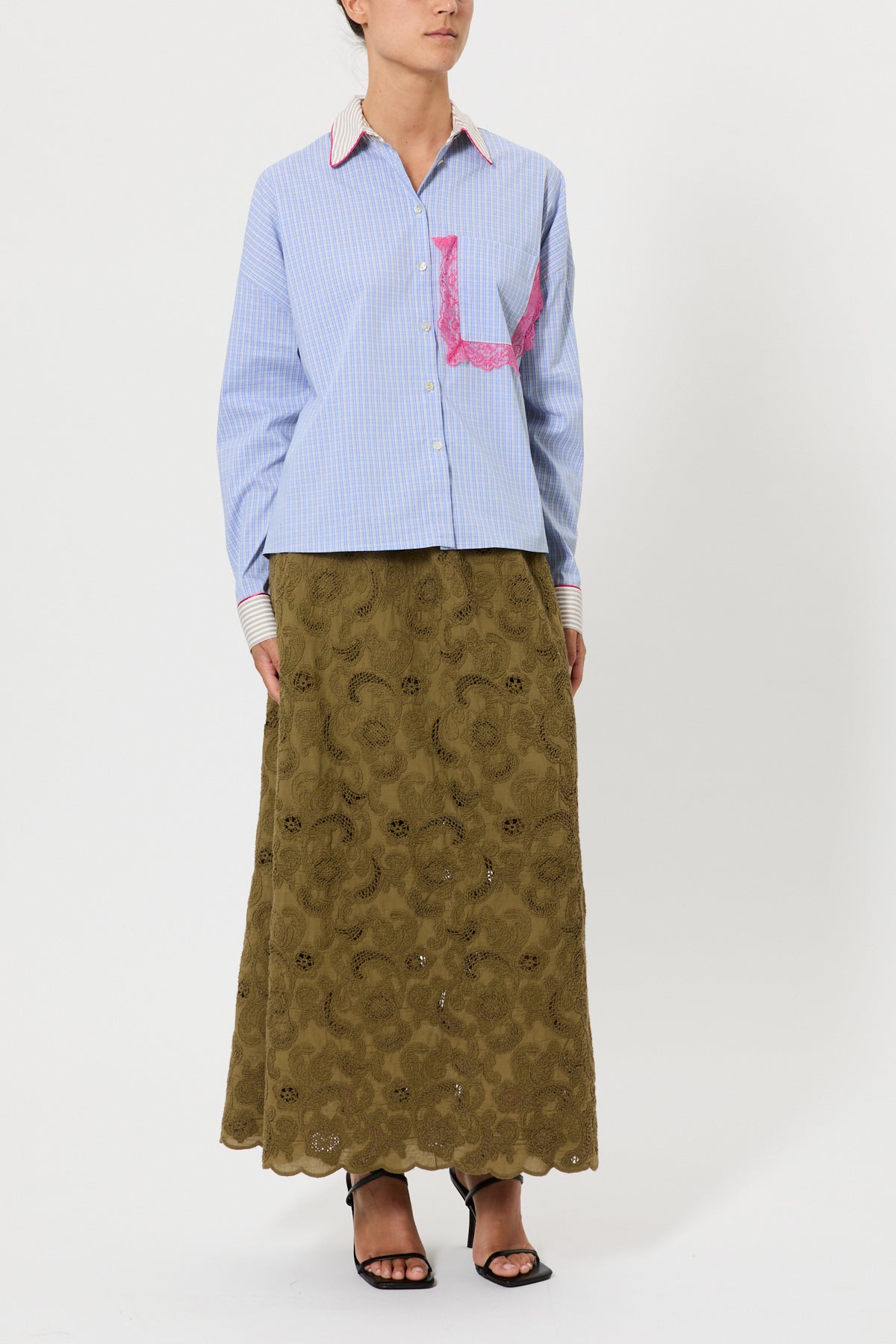 CAMICIA A QUADRETTI CON PIZZO