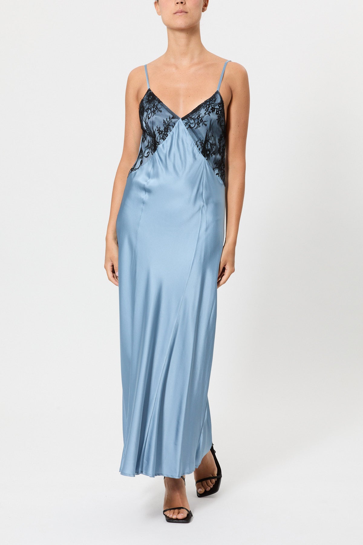 BIANCA SLIP DRESS CON COPPE E PIZZO