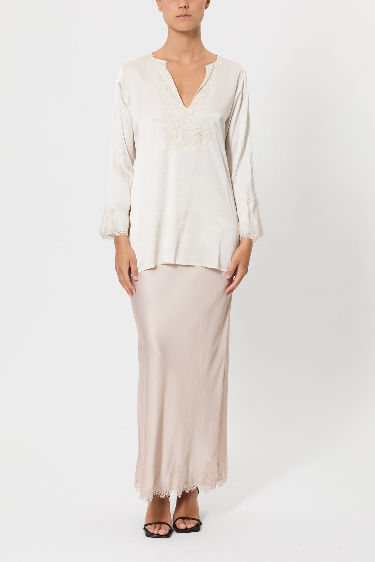 CAMICIA SERAFINO BRUNA CON PIZZO