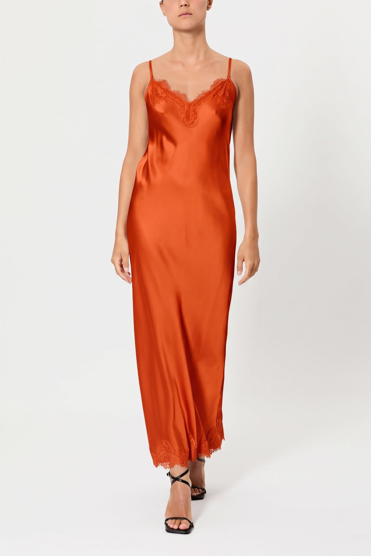 CLAUDIA – VISCOSE AND LACE SLIP DRESS