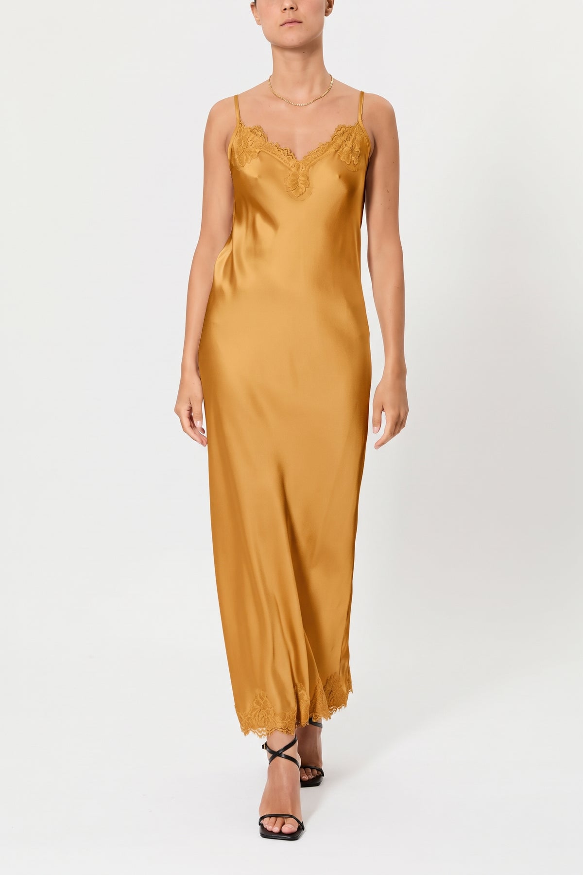 CLAUDIA – VISCOSE AND LACE SLIP DRESS