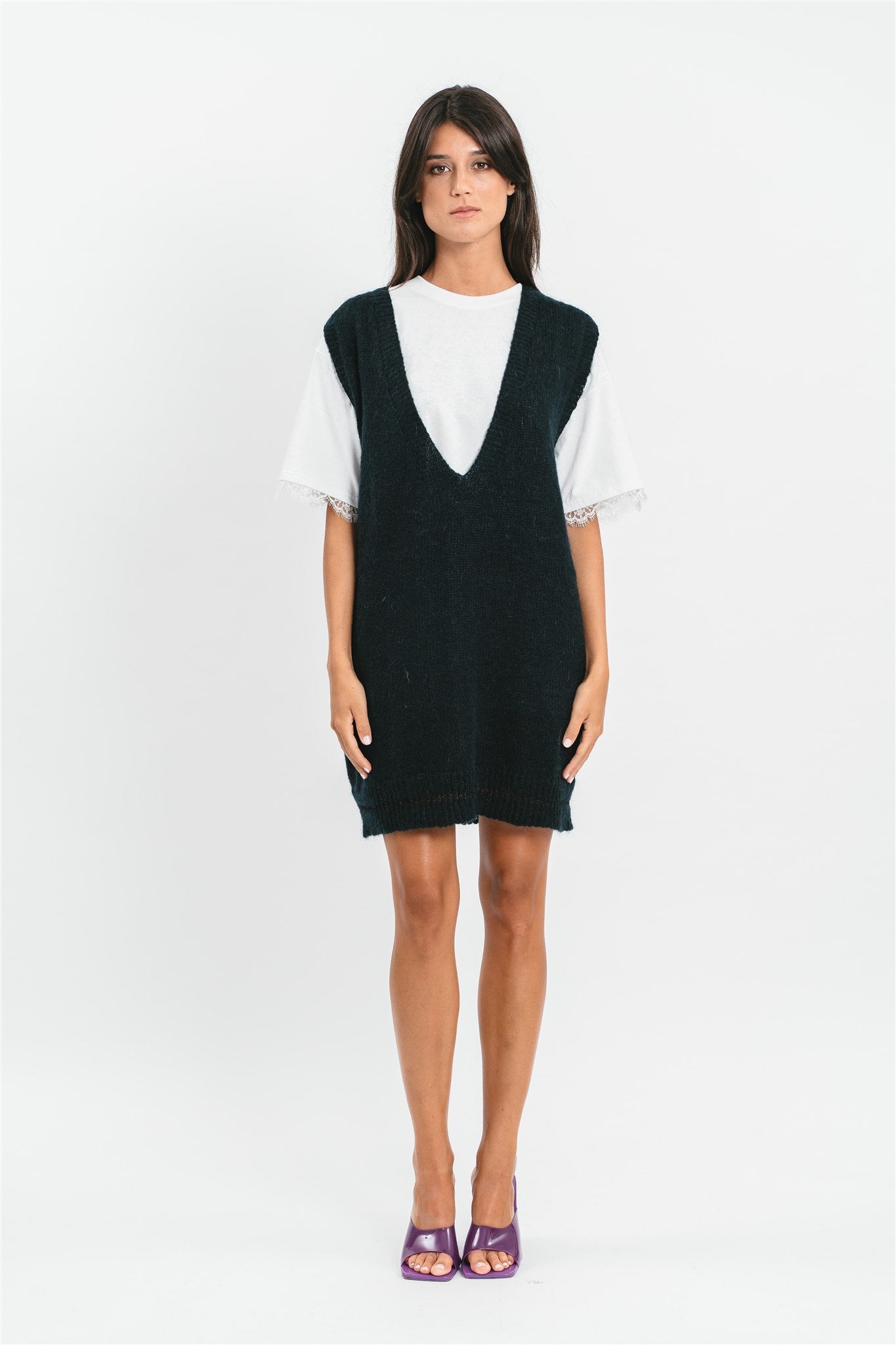 Gilet blue navy scollo a V Frontale