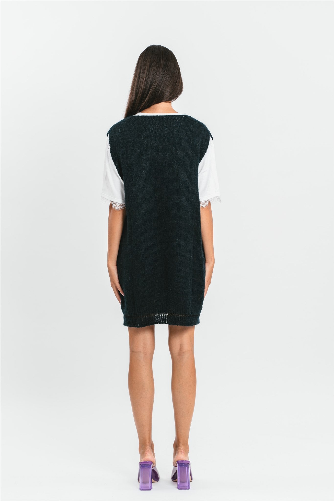 Gilet blue navy scollo a V Posteriore
