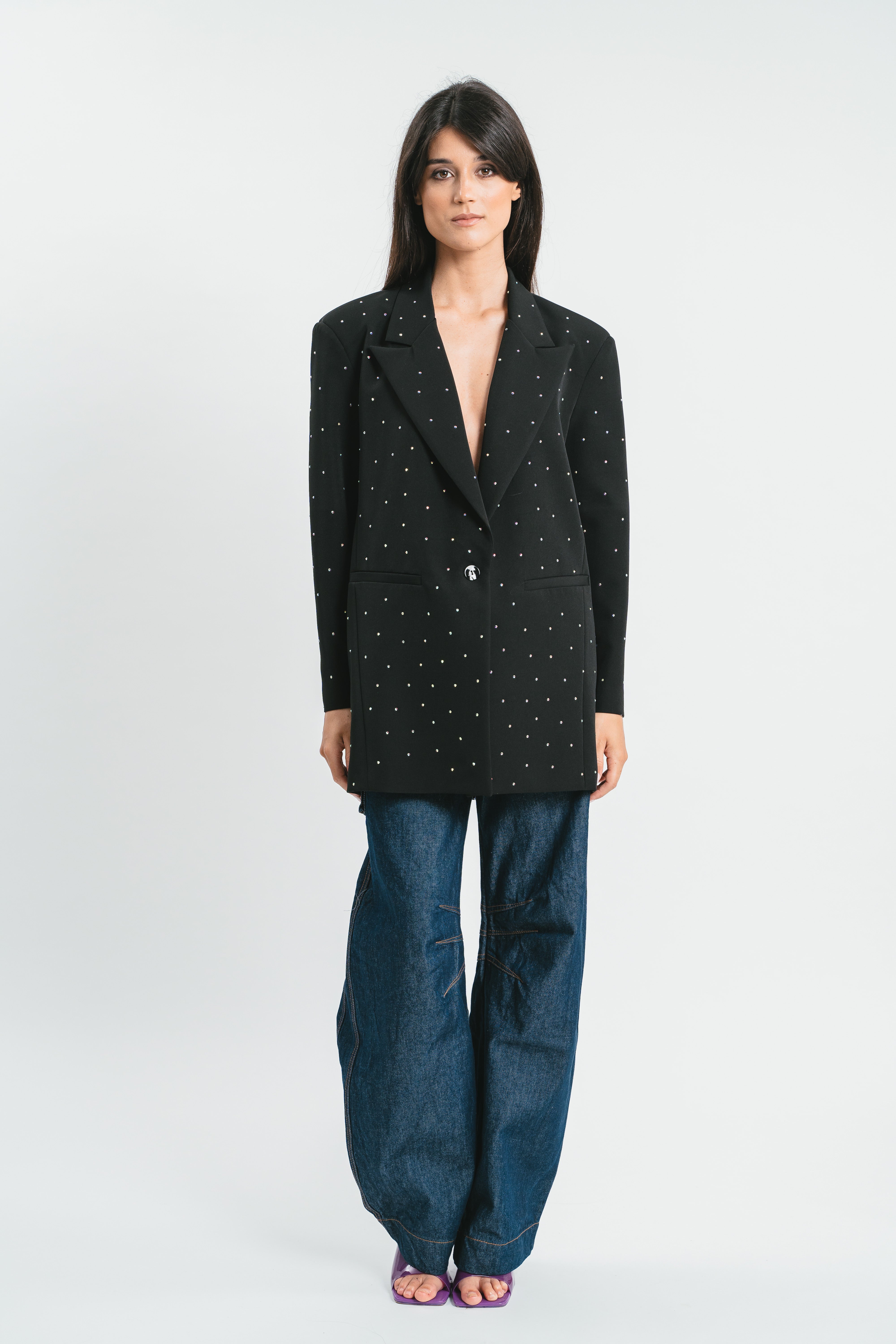 Giacca con strass nera frontale