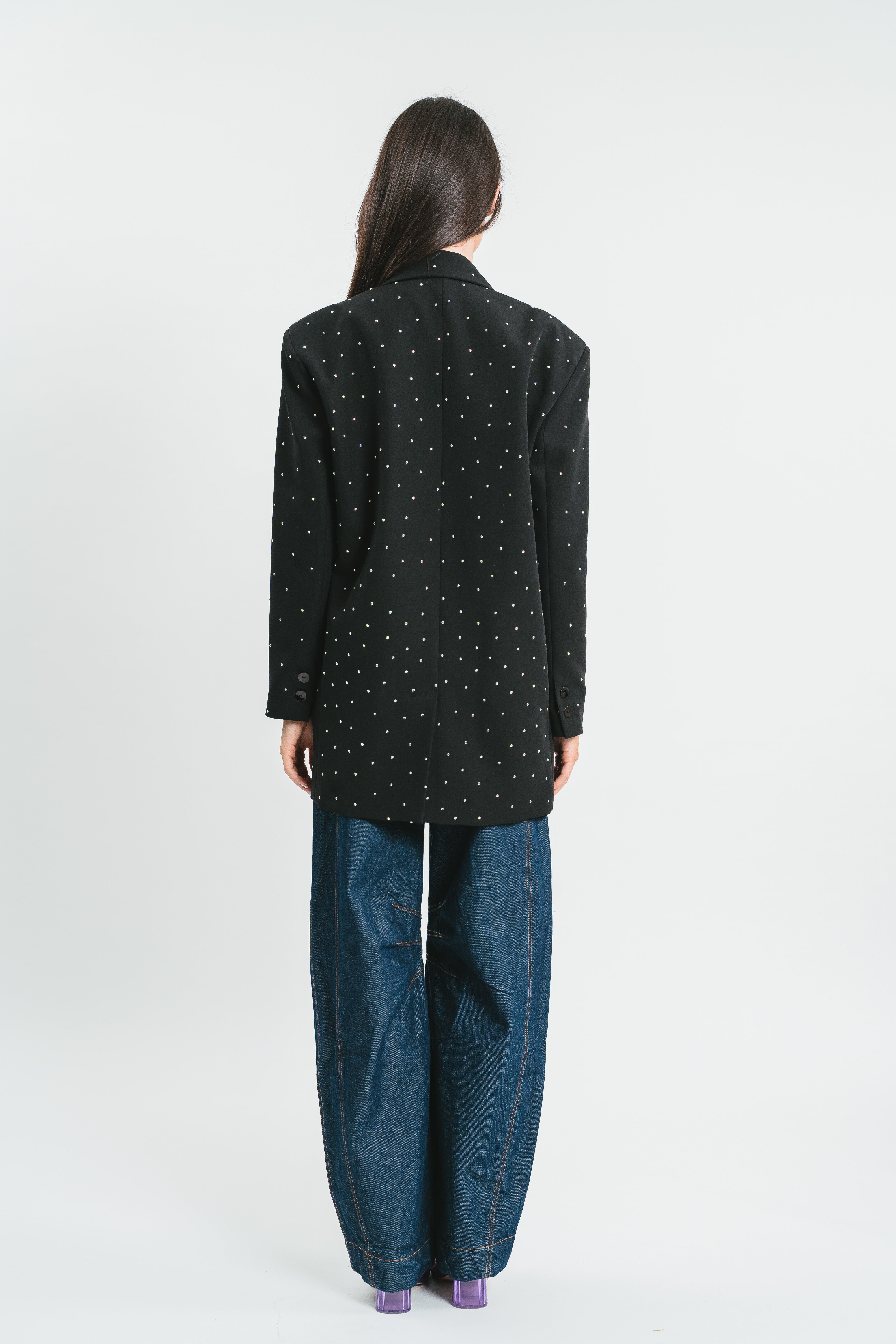 Giacca con strass nera posteriore
