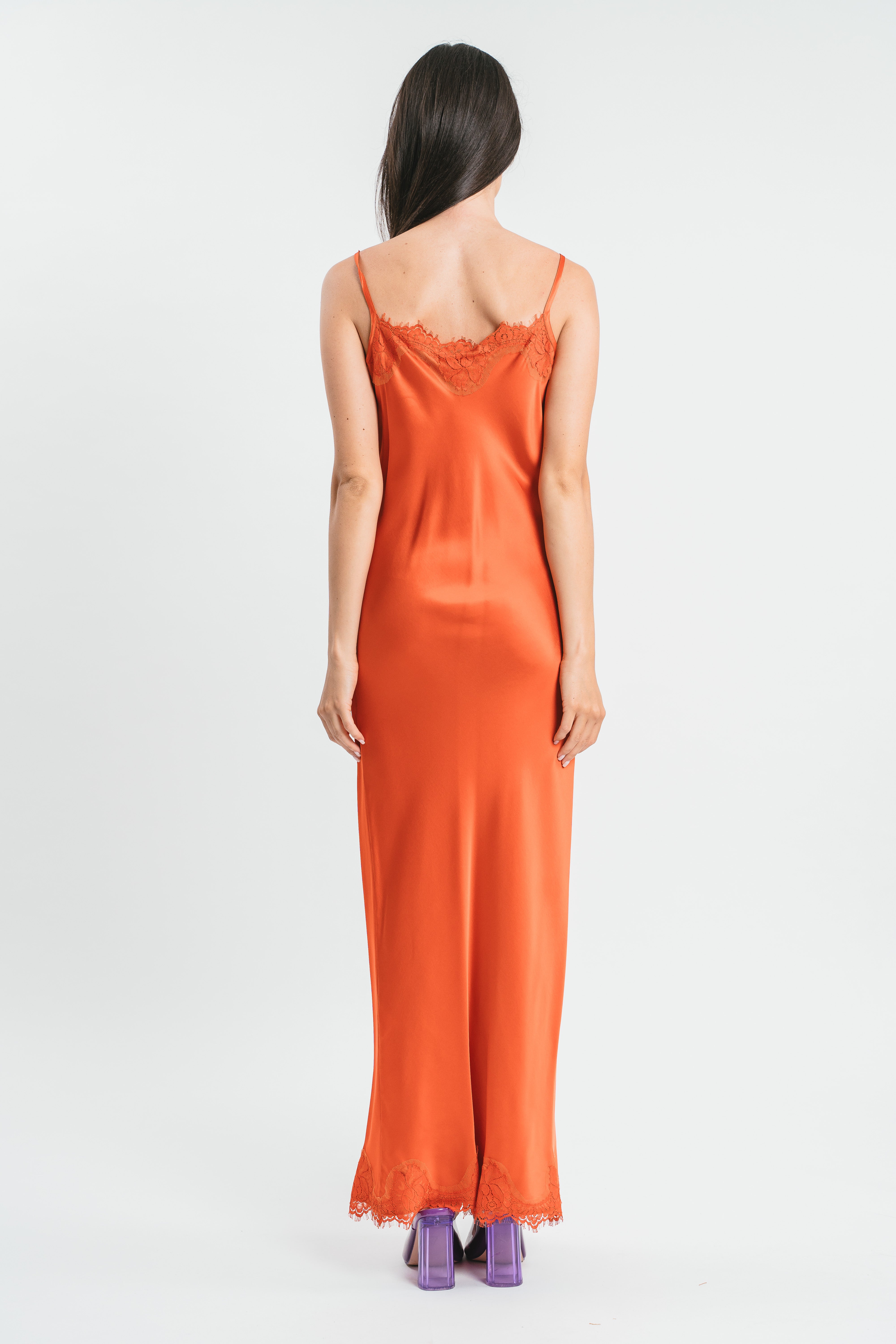 SLIP DRESS CLAUDIA IN VISCOSA CON PIZZO