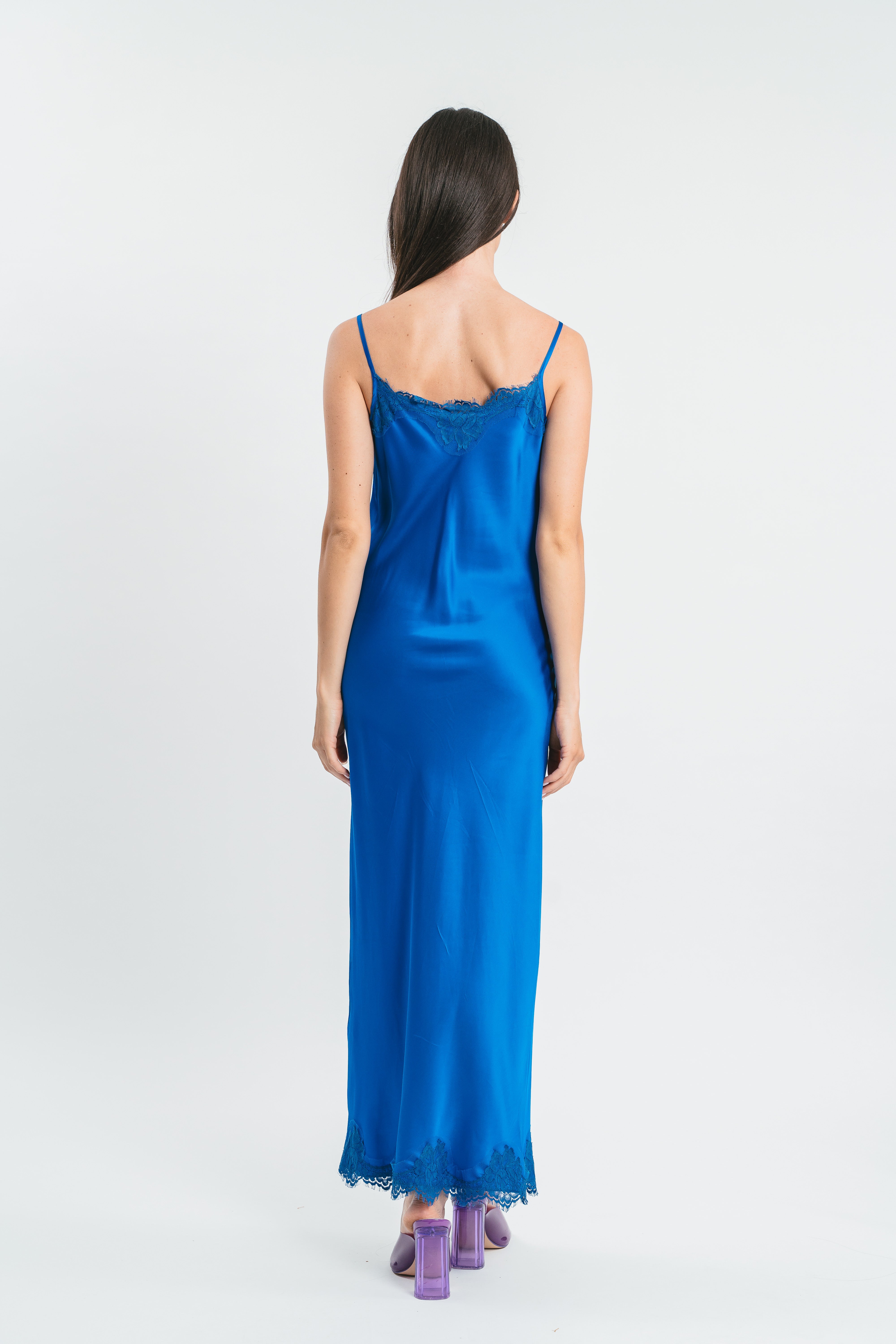 SLIP DRESS CLAUDIA IN VISCOSA CON PIZZO