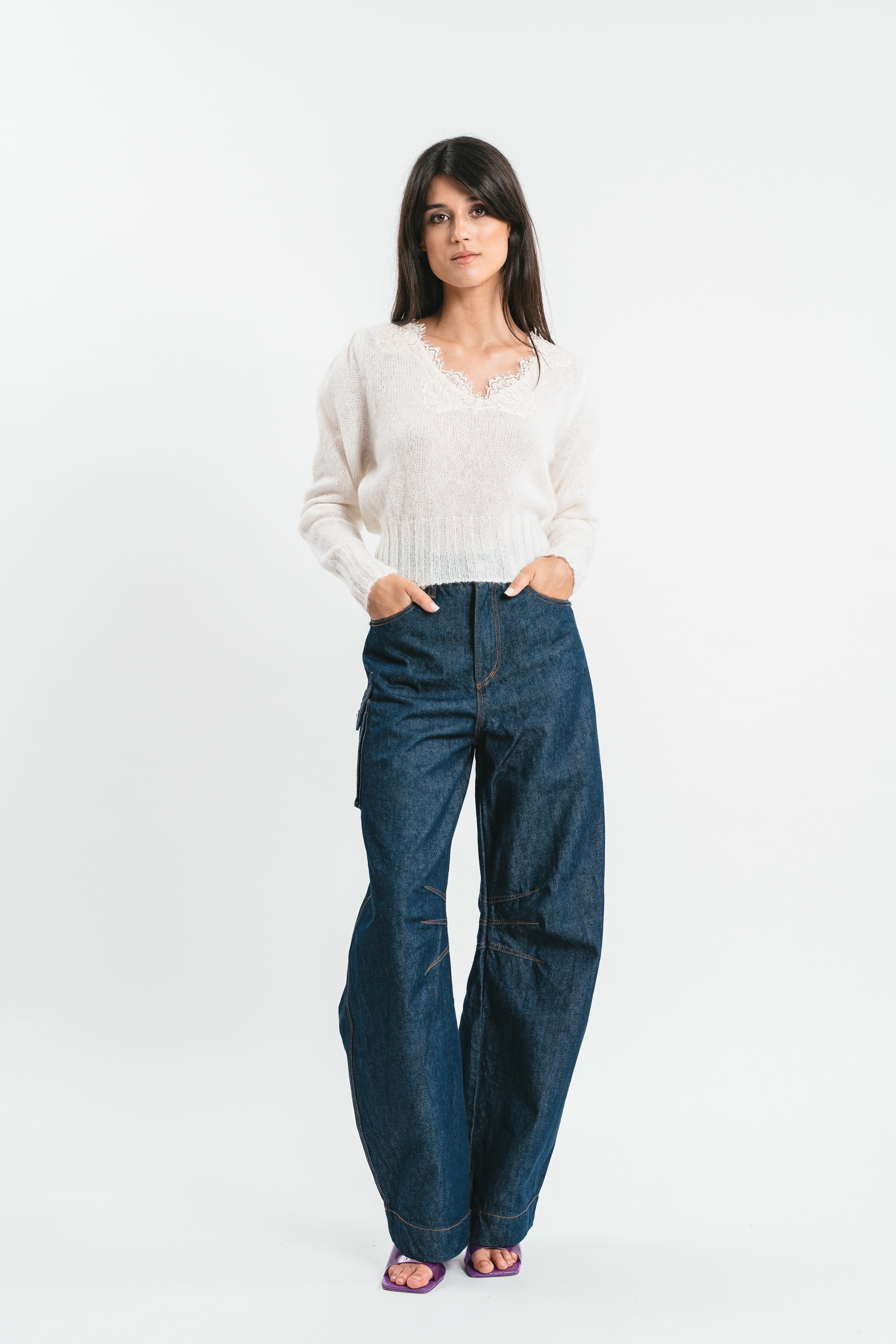 Maglia Martha crop con pizzo Frontale