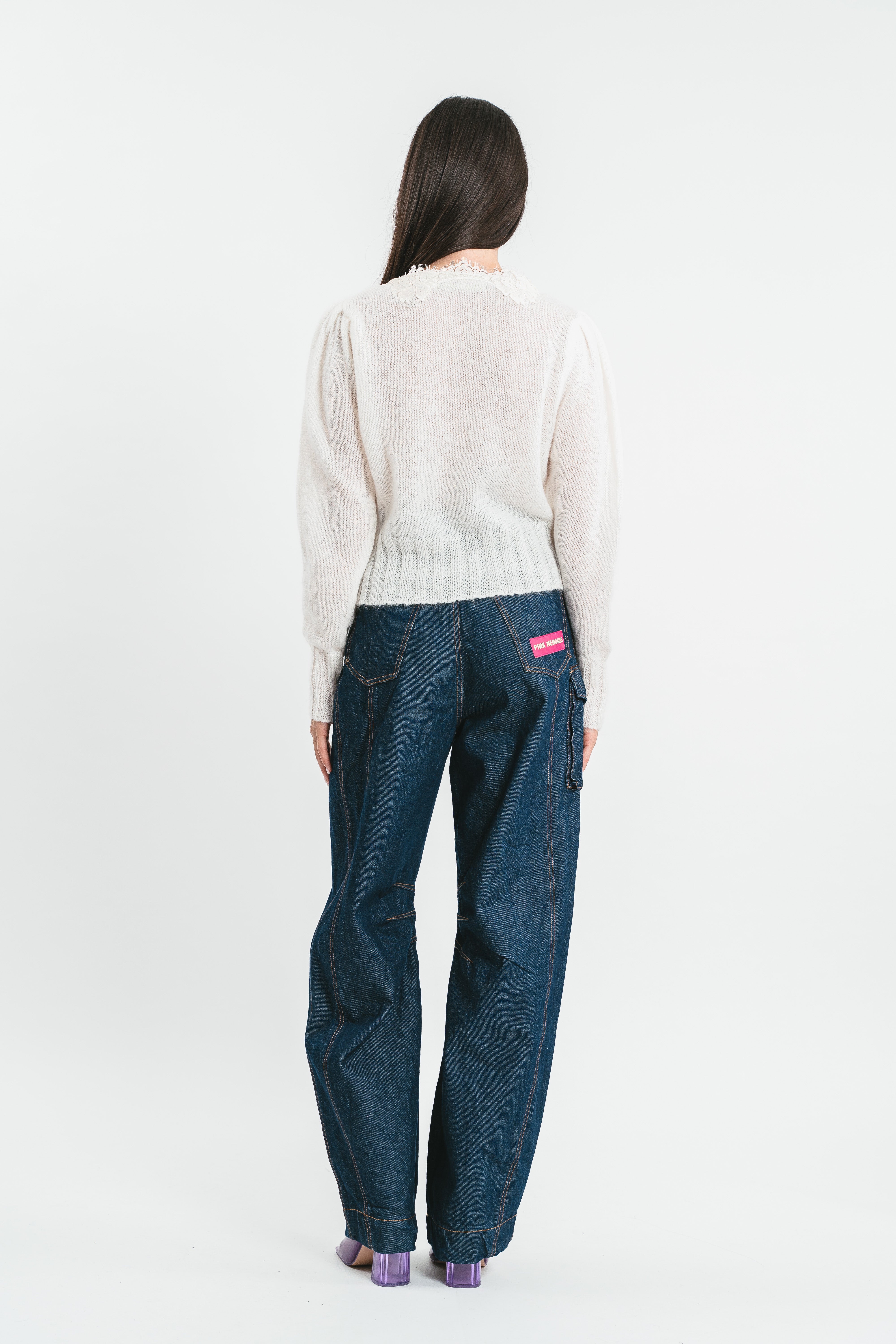 Maglia Martha crop con pizzo Posteriore