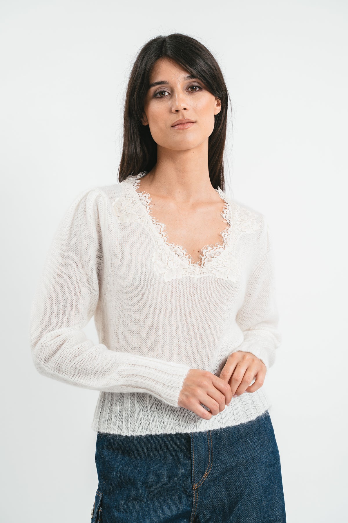 Maglia Martha crop con pizzo Dettaglio