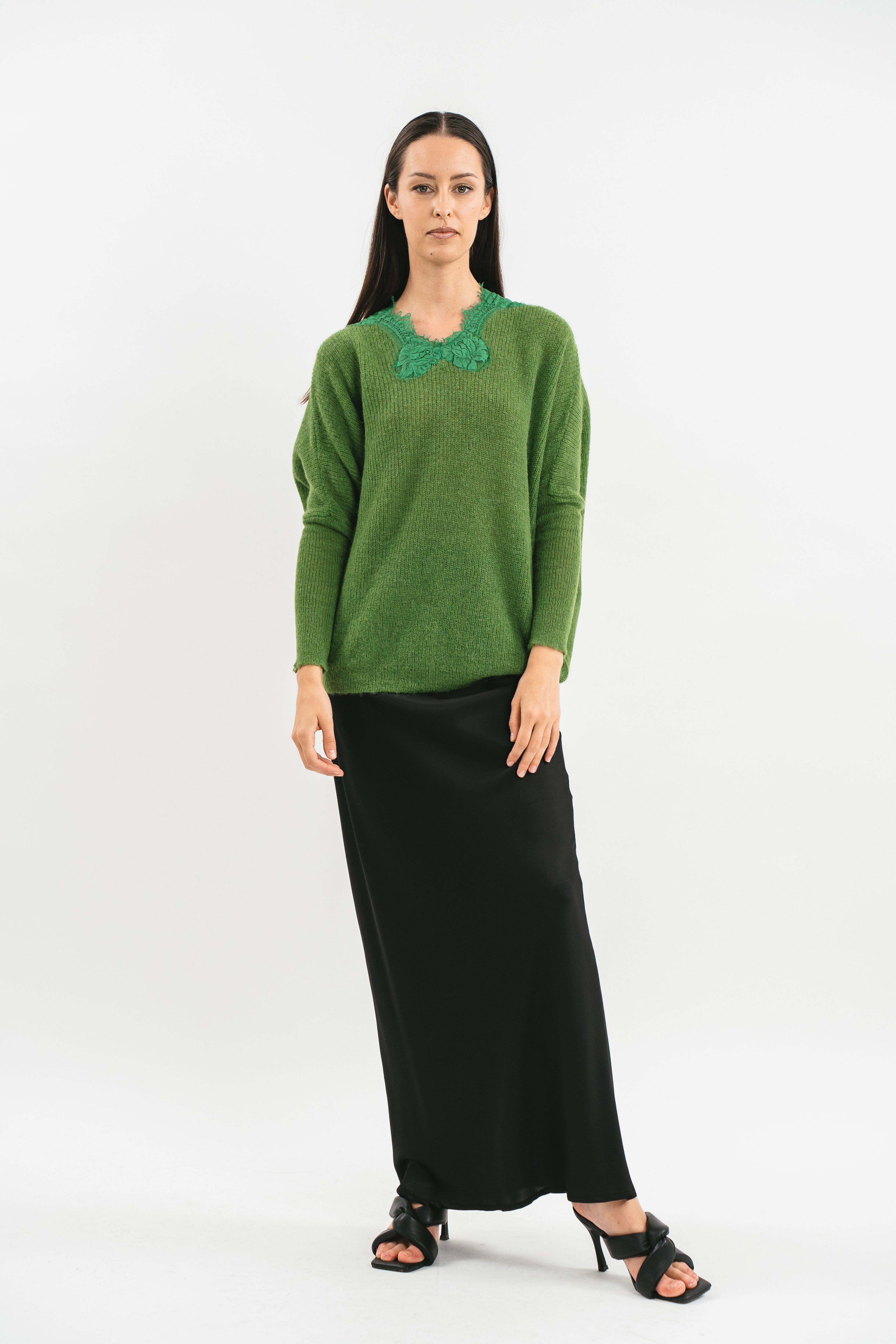 MAGLIA ALPACA SCOLLO V CON PIZZO