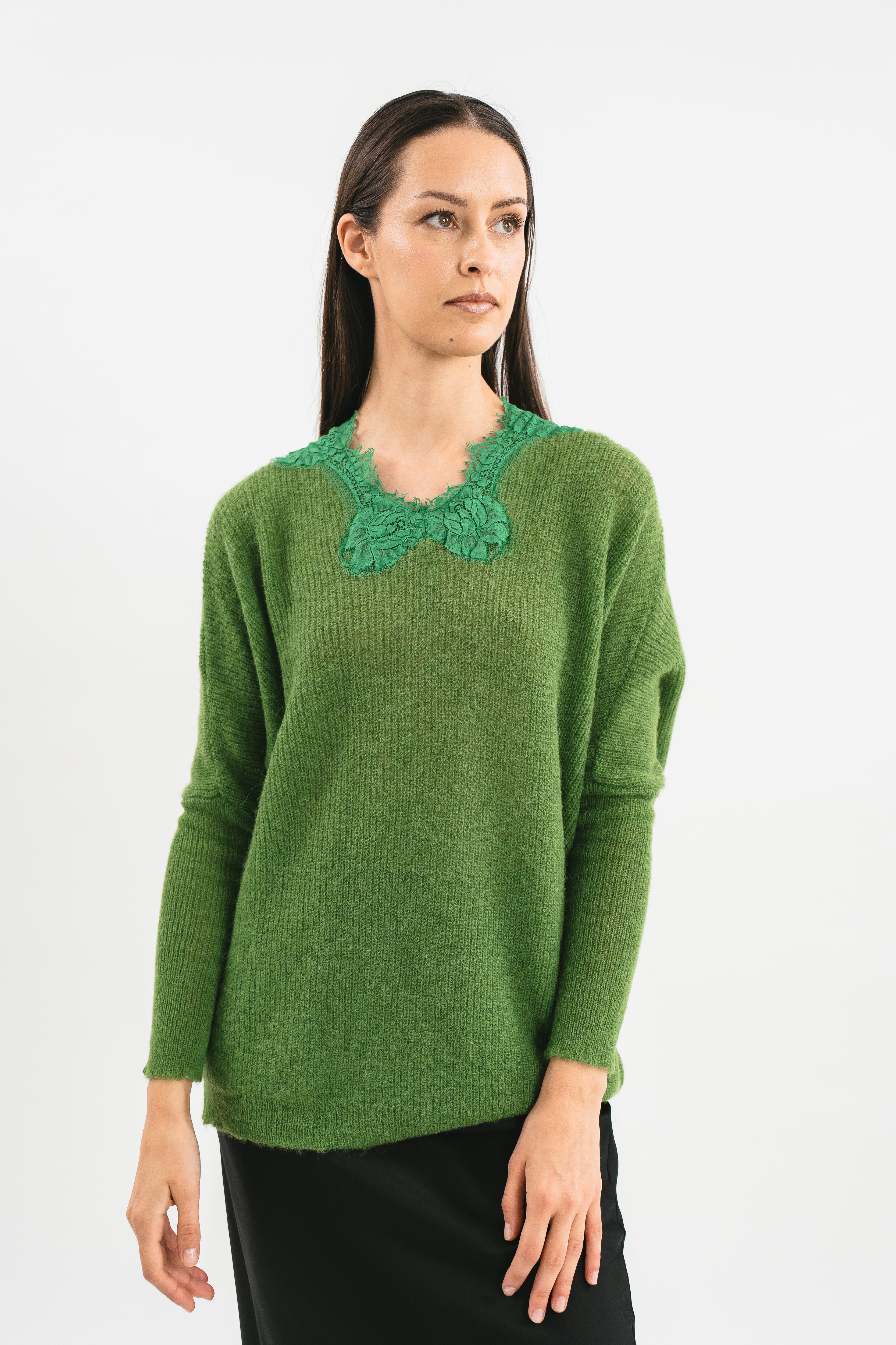 MAGLIA ALPACA SCOLLO V CON PIZZO