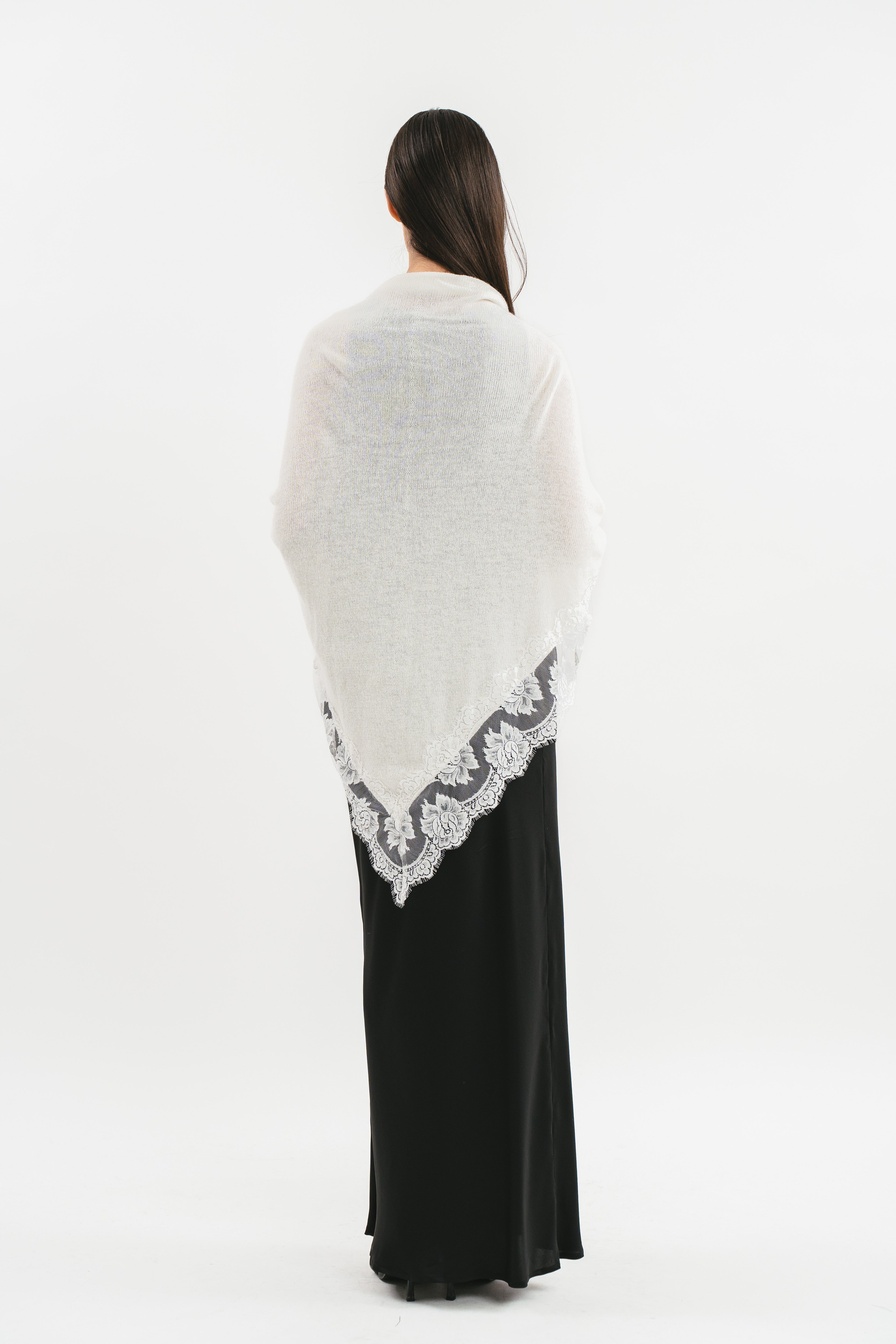 SCIALLE CON PIZZO IN MISTO CACHEMIRE