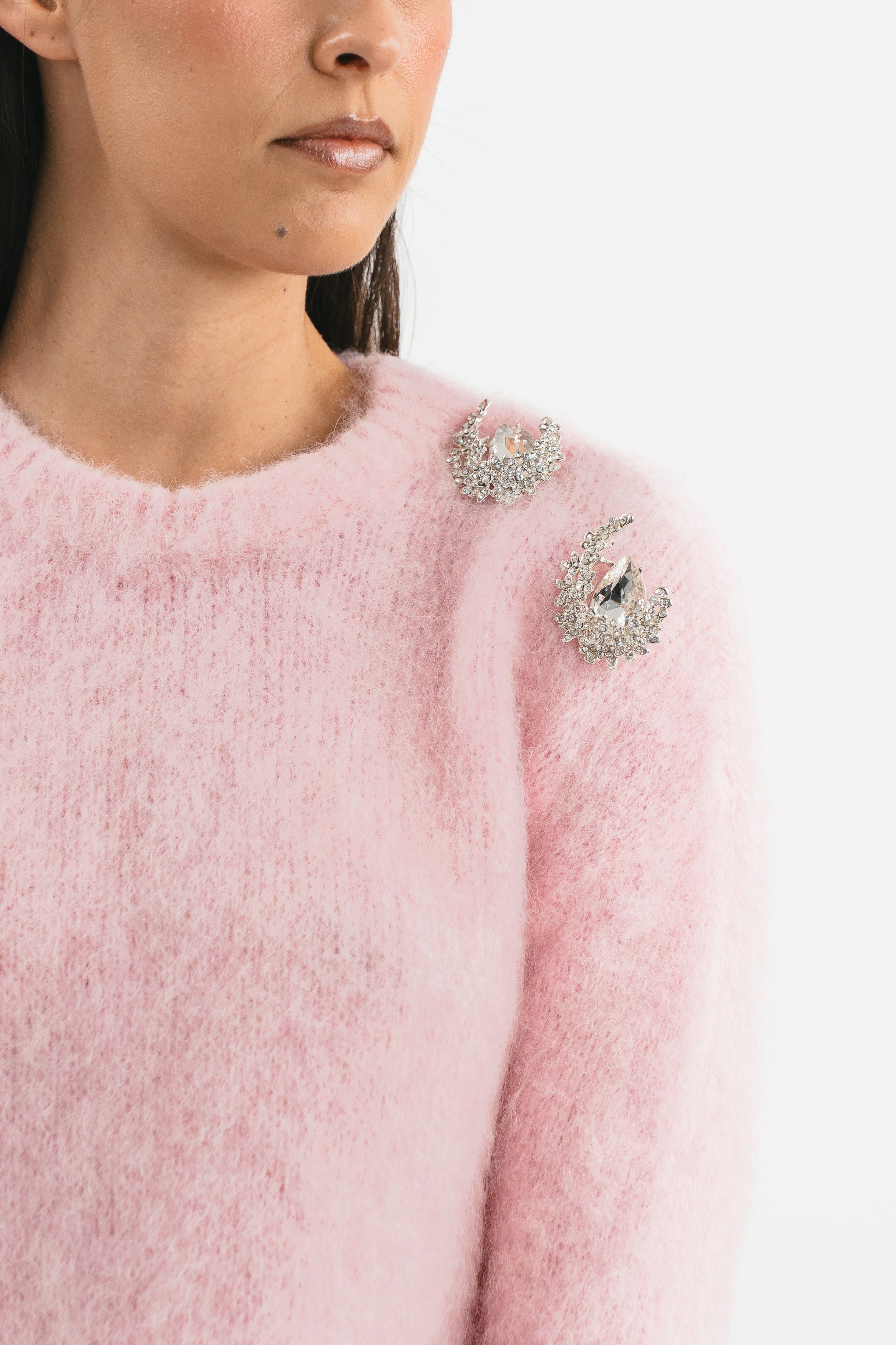 Maglia girocollo rosa Dettaglio