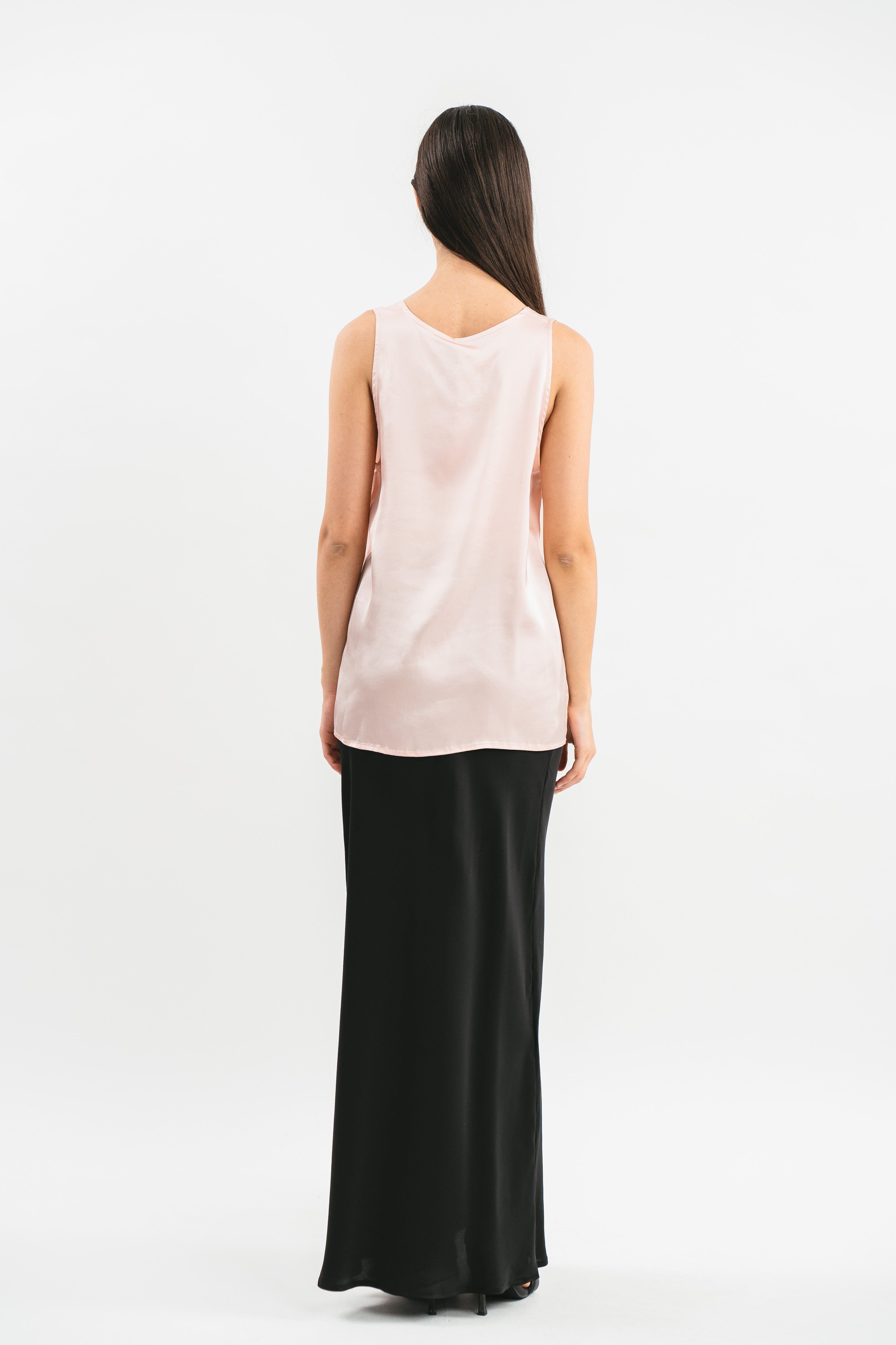 Top rosa spalla larga Posteriore