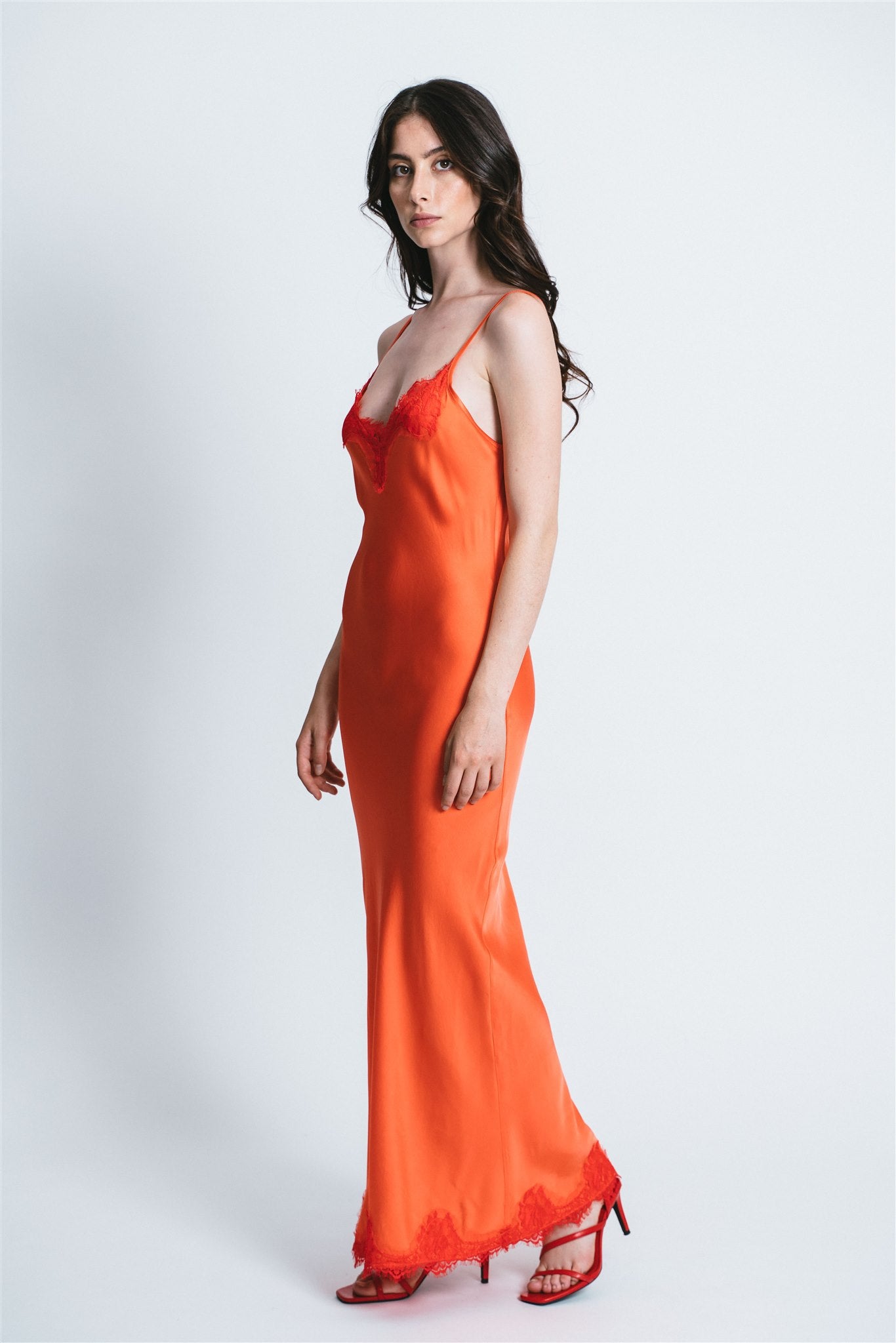 SLIP DRESS CLAUDIA IN VISCOSA CON PIZZO