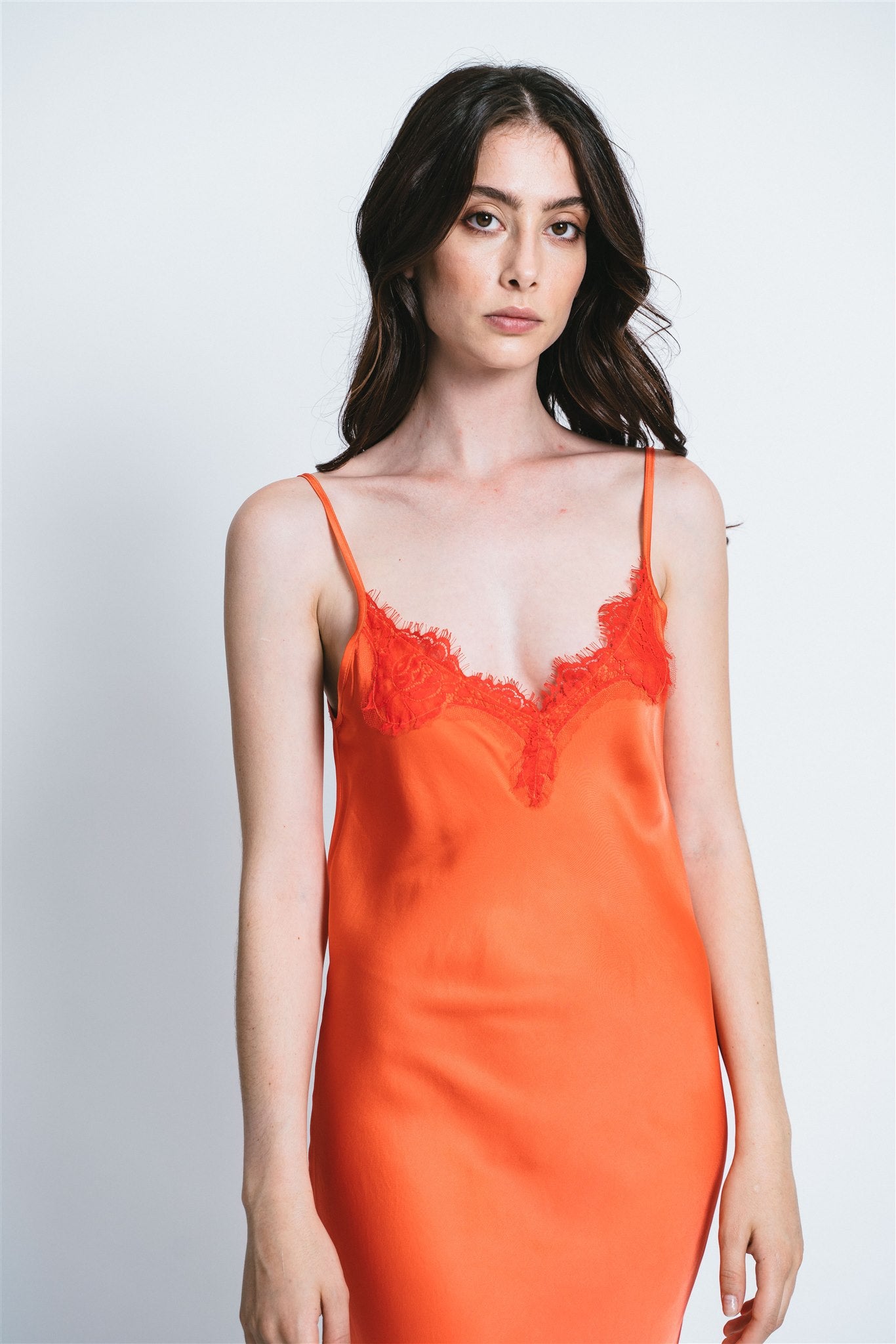 SLIP DRESS CLAUDIA IN VISCOSA CON PIZZO