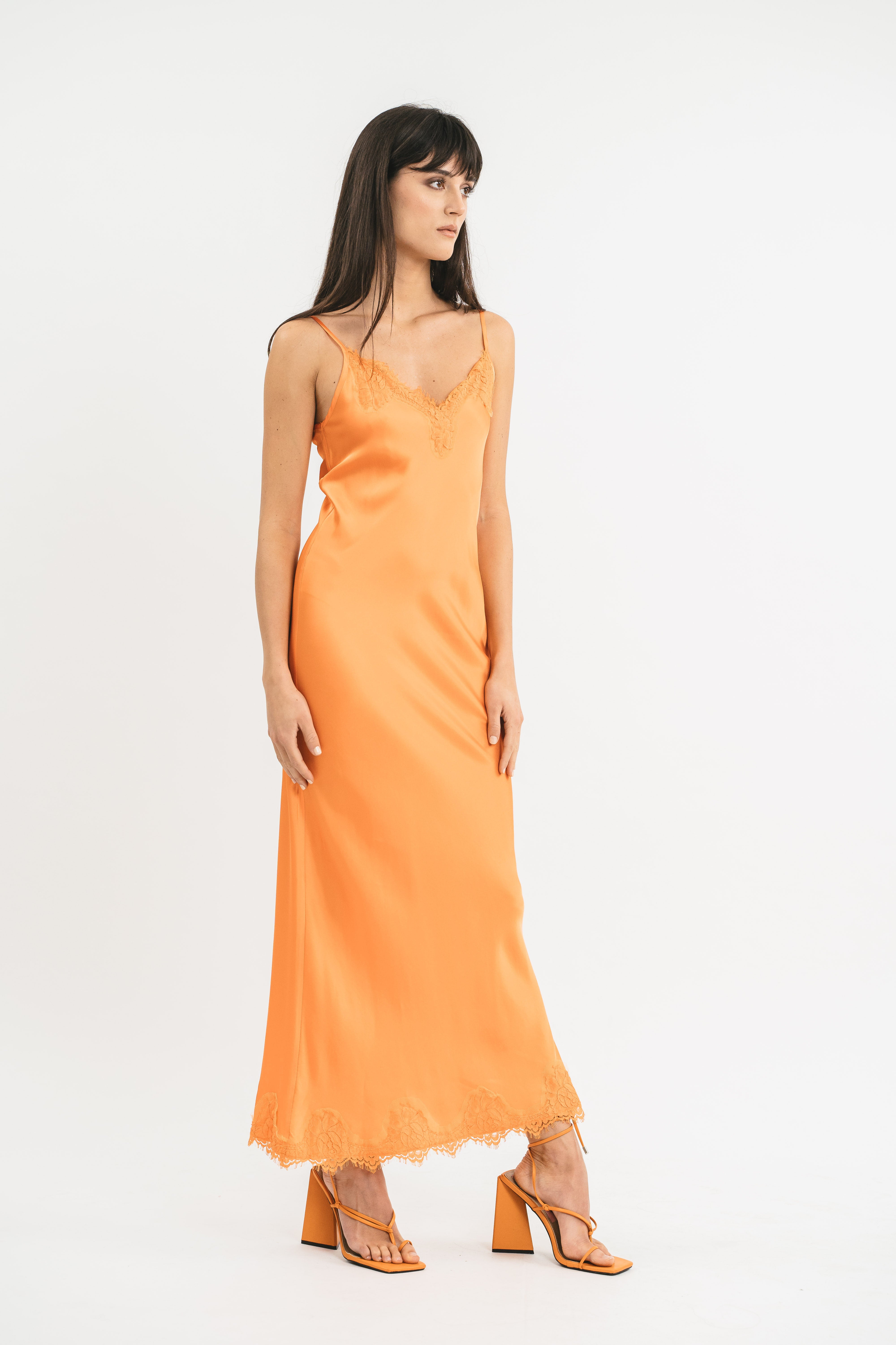 SLIP DRESS CLAUDIA IN VISCOSA CON PIZZO