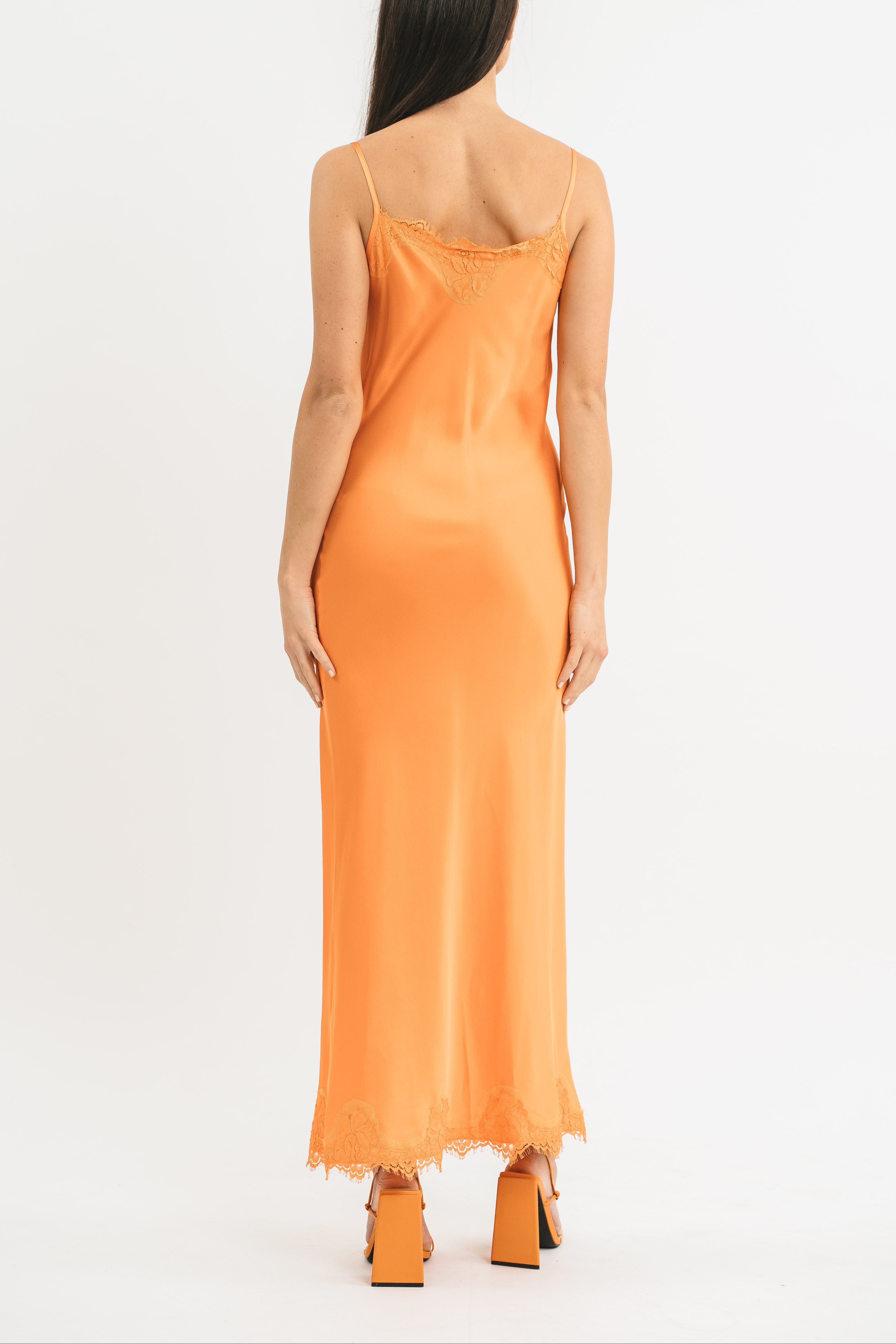 Long slip dress with lace